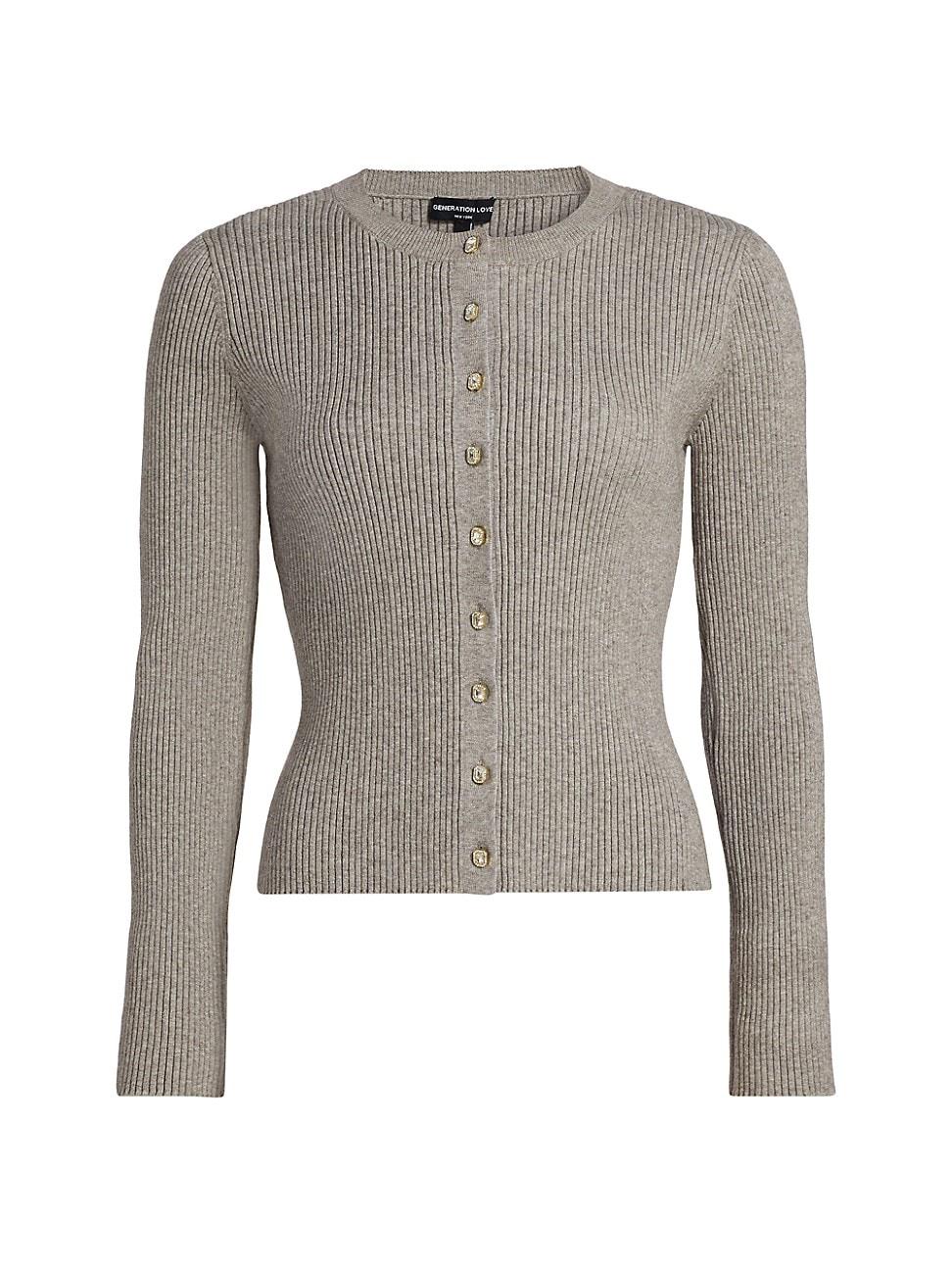 Womens Dua Crystal-Embellished Rib-Knit Cardigan Product Image