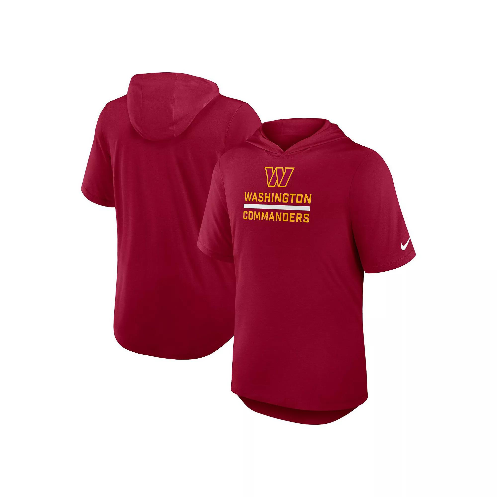 Men's Nike Burgundy Washington Commanders Lockup Tri-Blend Hoodie T-Shirt,  Product Image