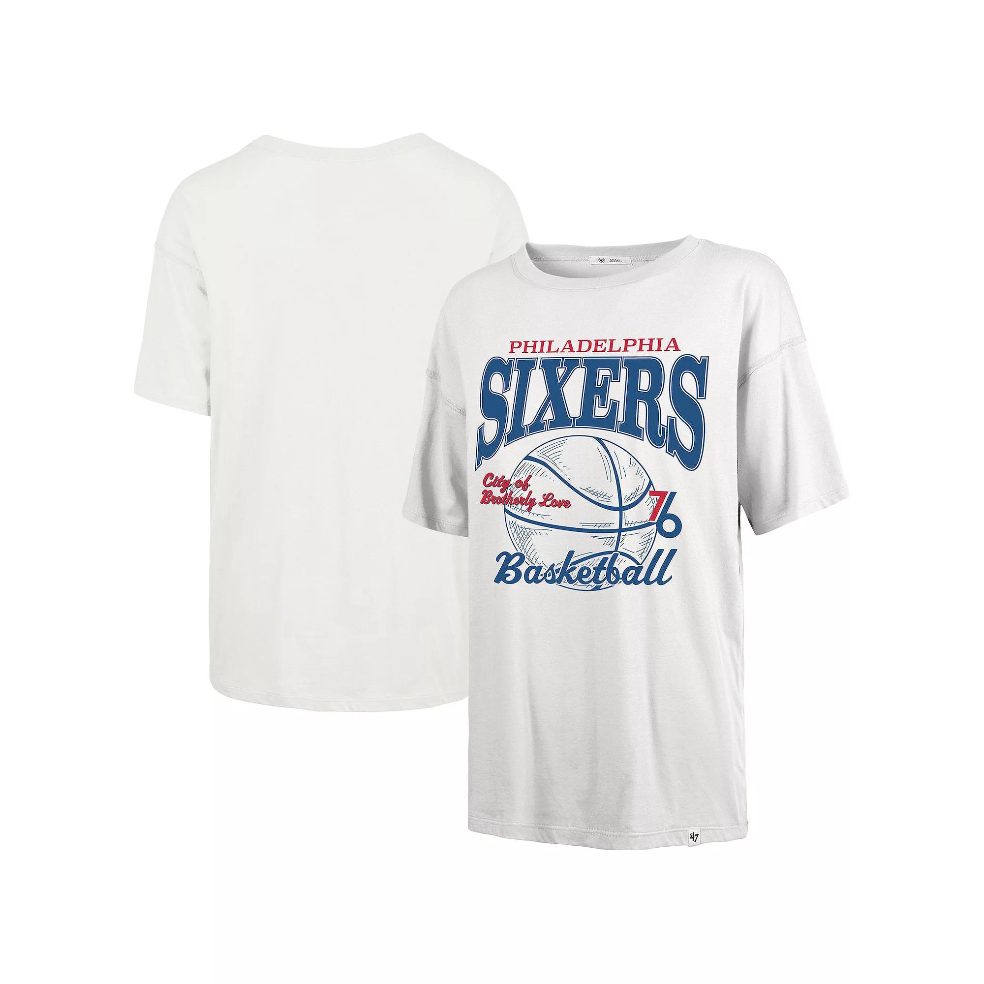 Women's '47 White Philadelphia 76ers City Edition Down Court Sadie T-Shirt,  Product Image