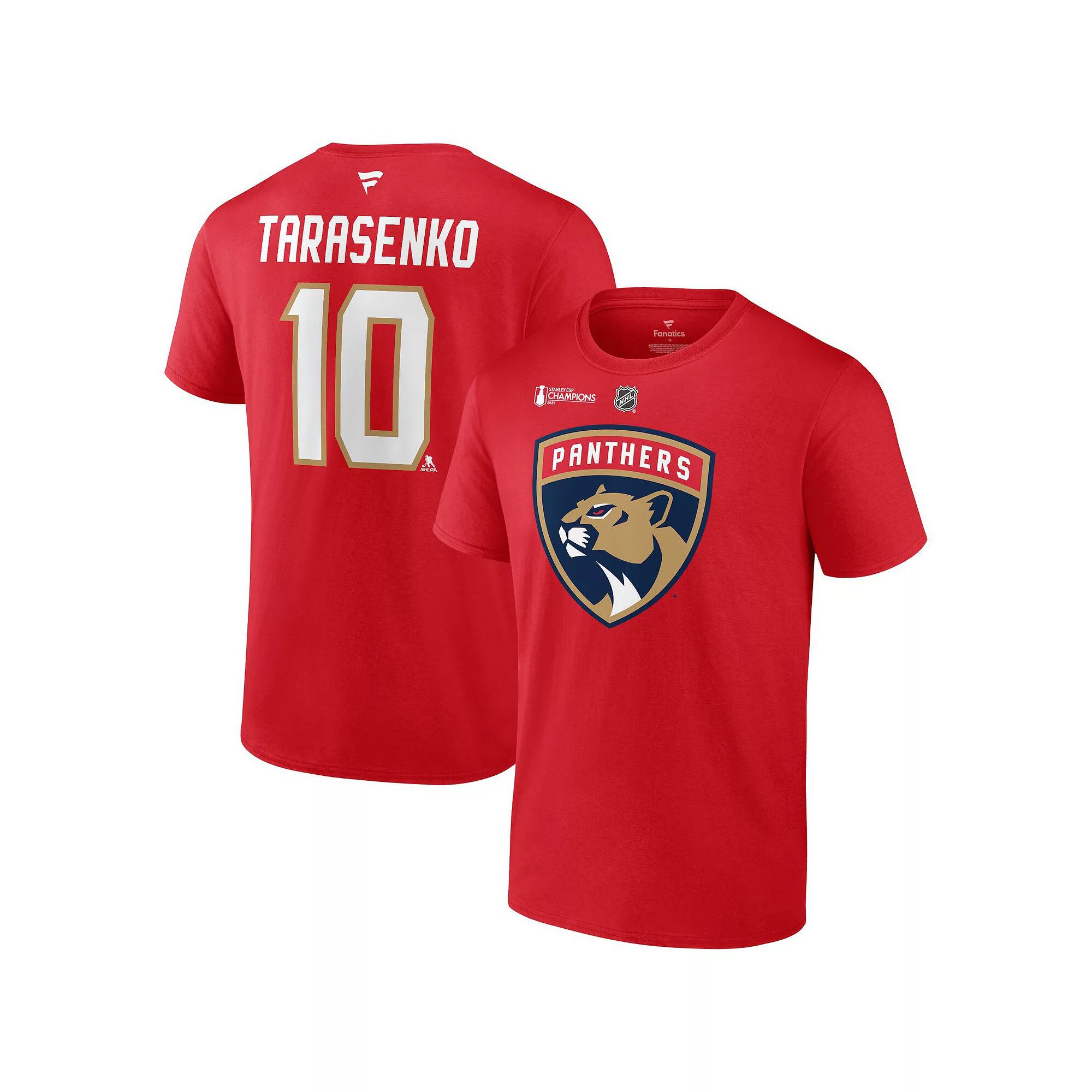 Men's Fanatics Vladimir Tarasenko Red Florida Panthers 2024 Stanley Cup Champions Authentic Stack Name & Number T-Shirt, Size: Medium, Pnt Red Product Image