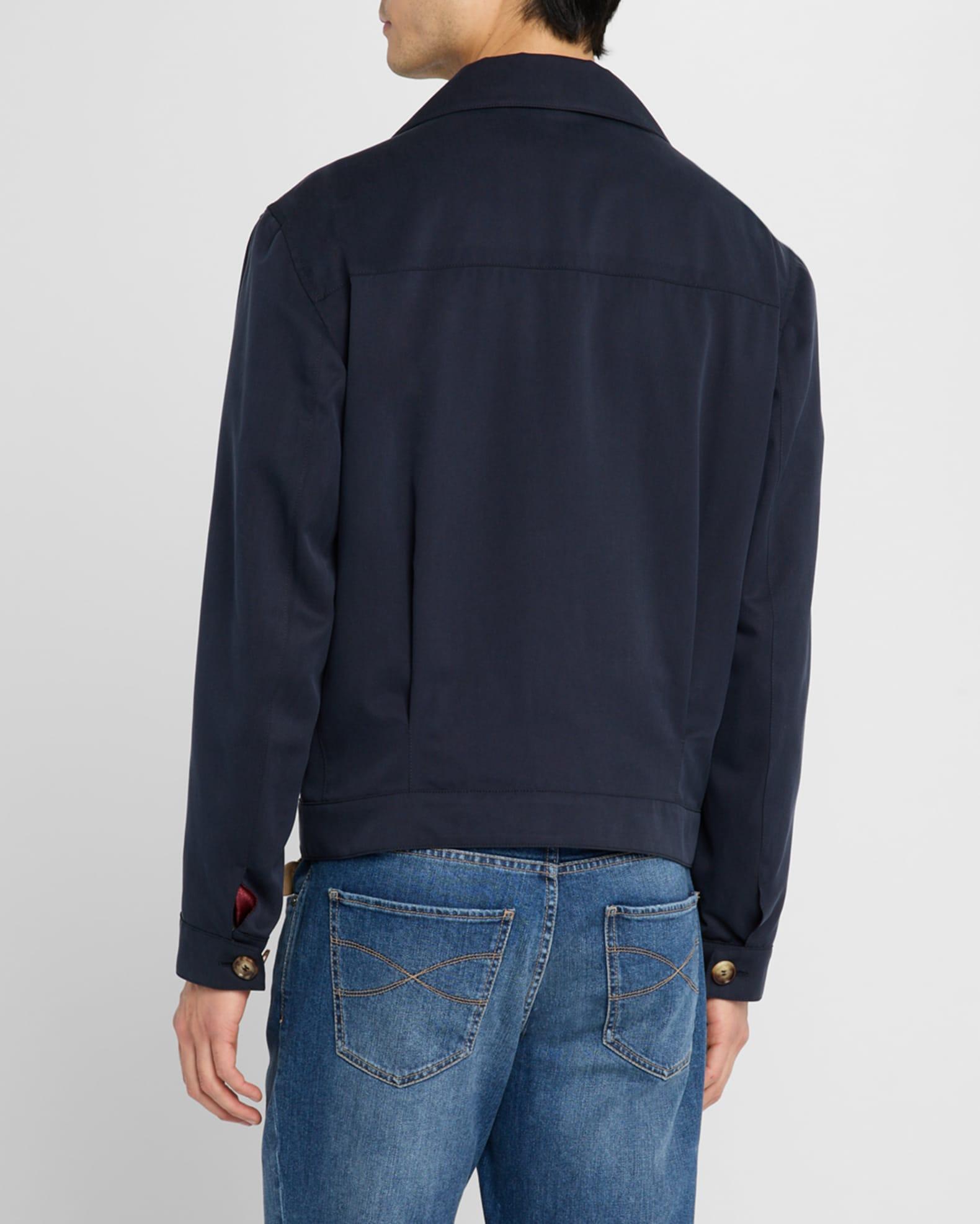 Men's Silk Button-Front Bomber Jacket Product Image