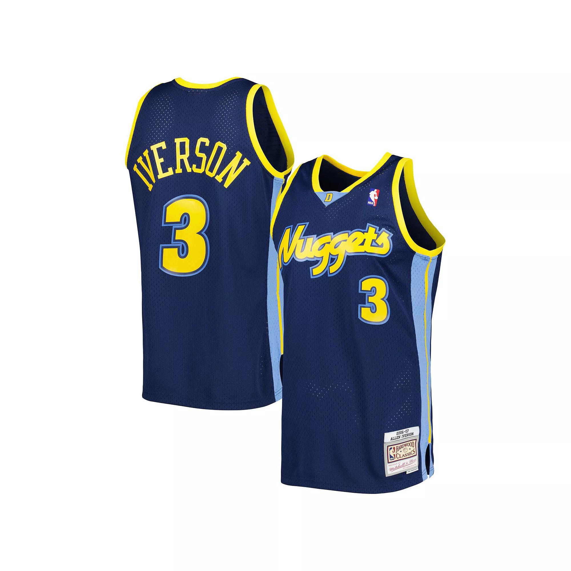 Men's Mitchell & Ness Allen Iverson Navy Denver Nuggets 2006-07 Hardwood Classics Swingman Jersey, Size: 2XL, Nug Blue Product Image
