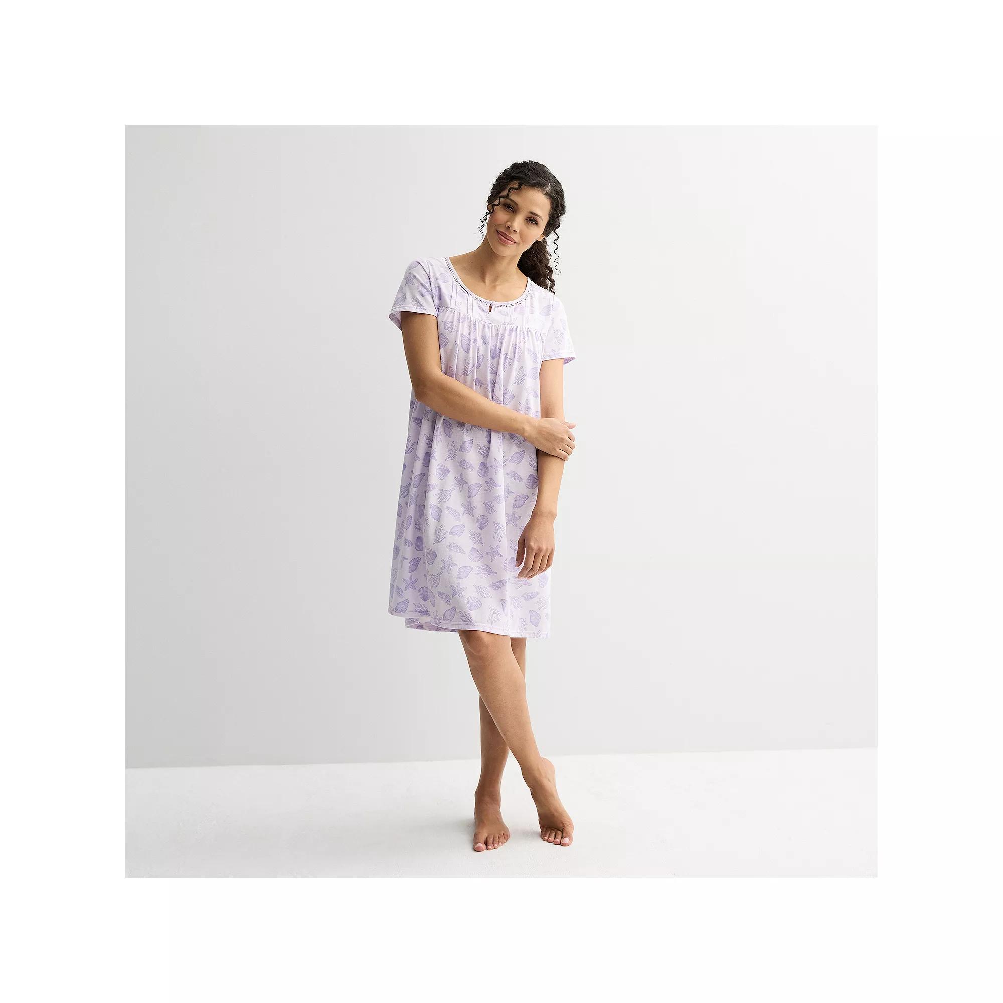 Petite Croft & Barrow® Knit Sleep Gown, Women's, Size: XL Petite, Purple Shell Product Image