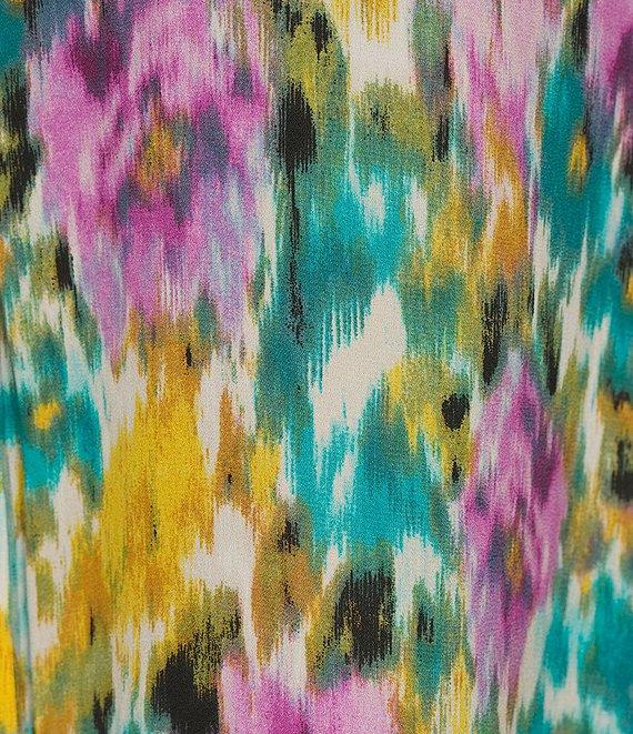 Investments Plus Size Caroline Signature Ikat Garden V-Neck 3/4 Sleeve Button Front Top Product Image