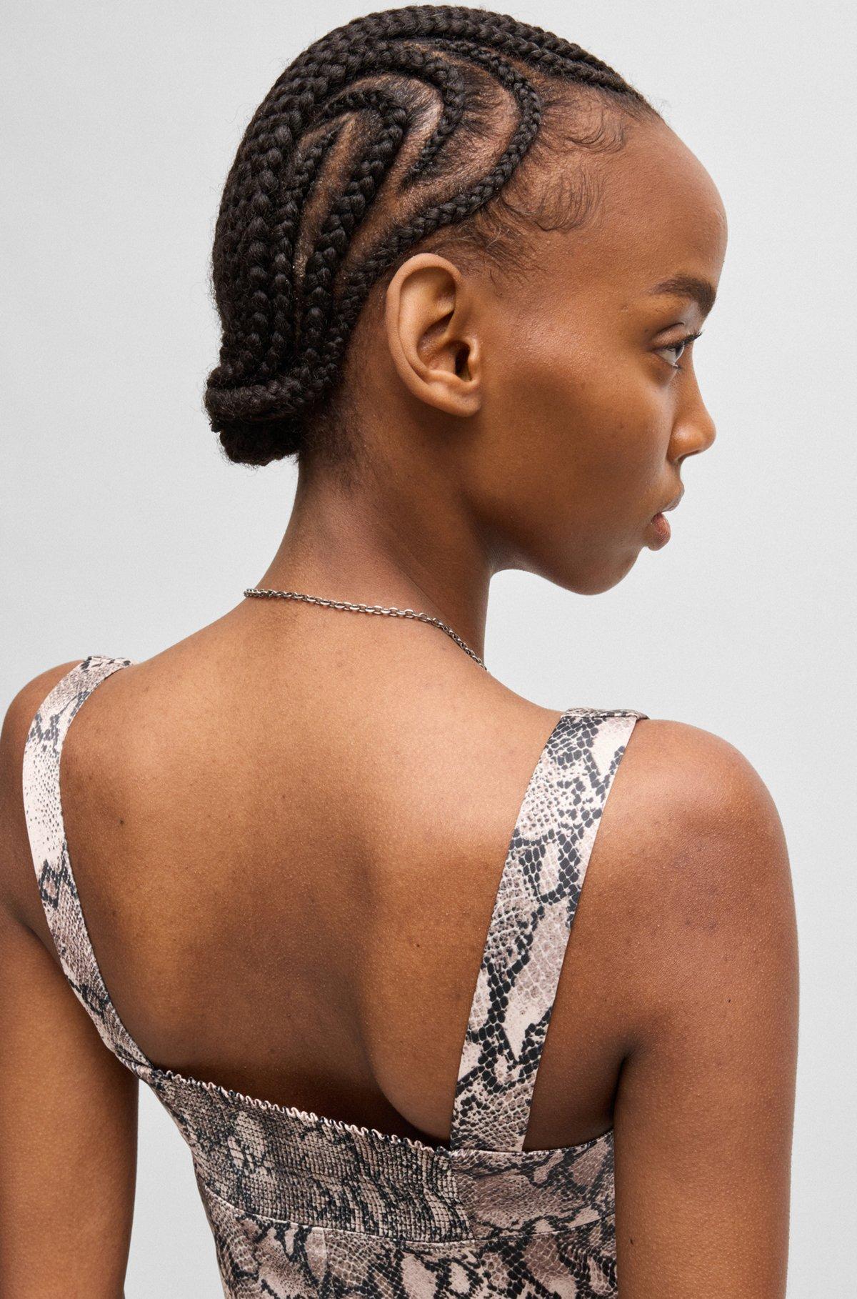 Square-neck dress with python print Product Image