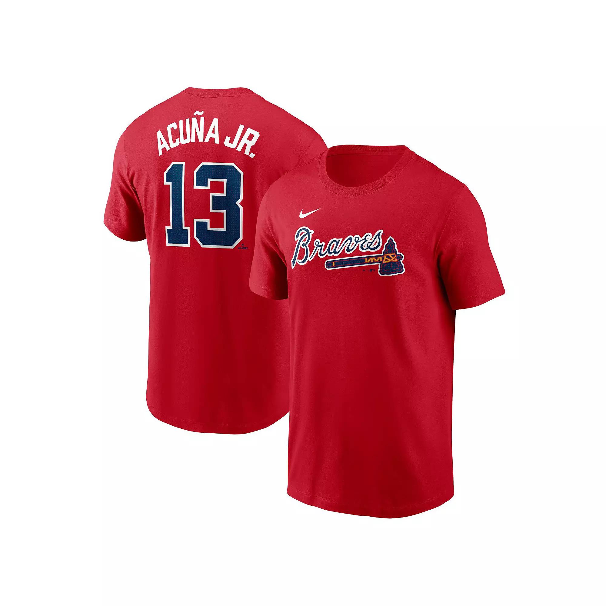 Men's Nike Ronald AcuÃ±a Jr. Red Atlanta Braves Fuse Name & Number T-Shirt,  Product Image