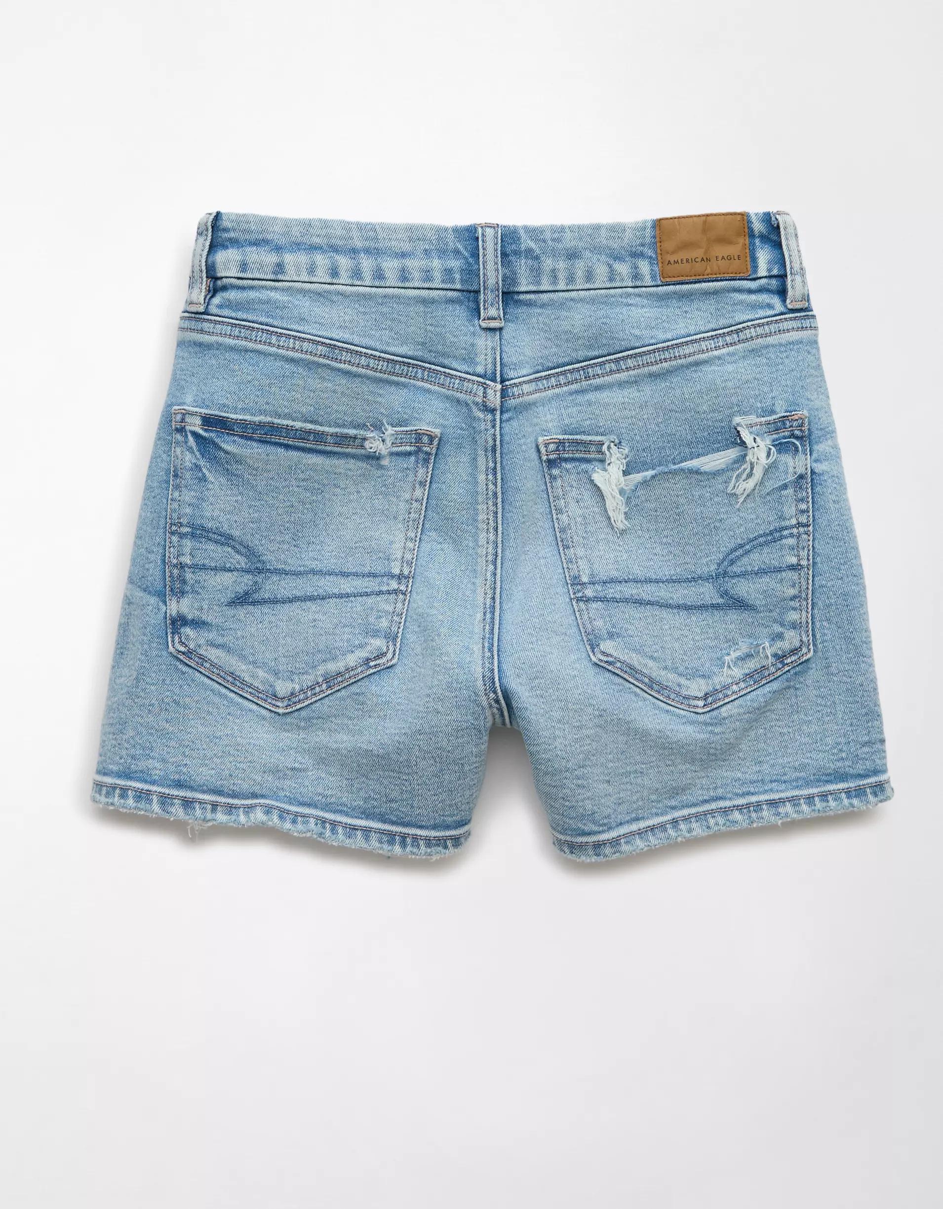 AE Strigid Curvy Ripped Denim Mom Short Product Image