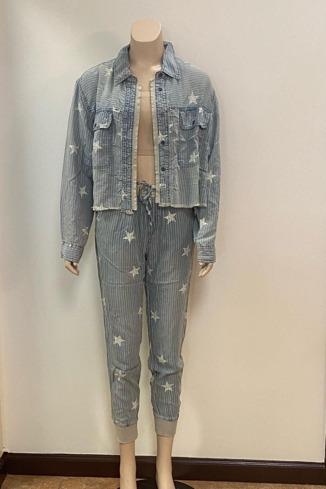 Stripe Tencel Jogger With Stars Product Image