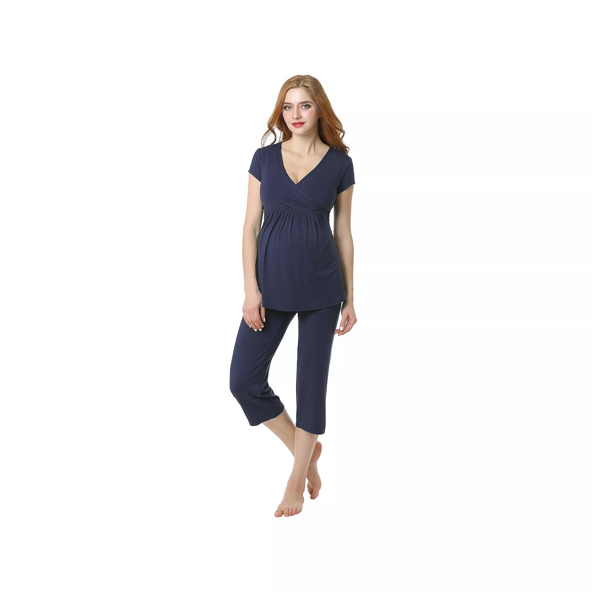 Maternity Pokkori Daily Essential Pajama Top & Pajama Capri Set, Women's,  Product Image