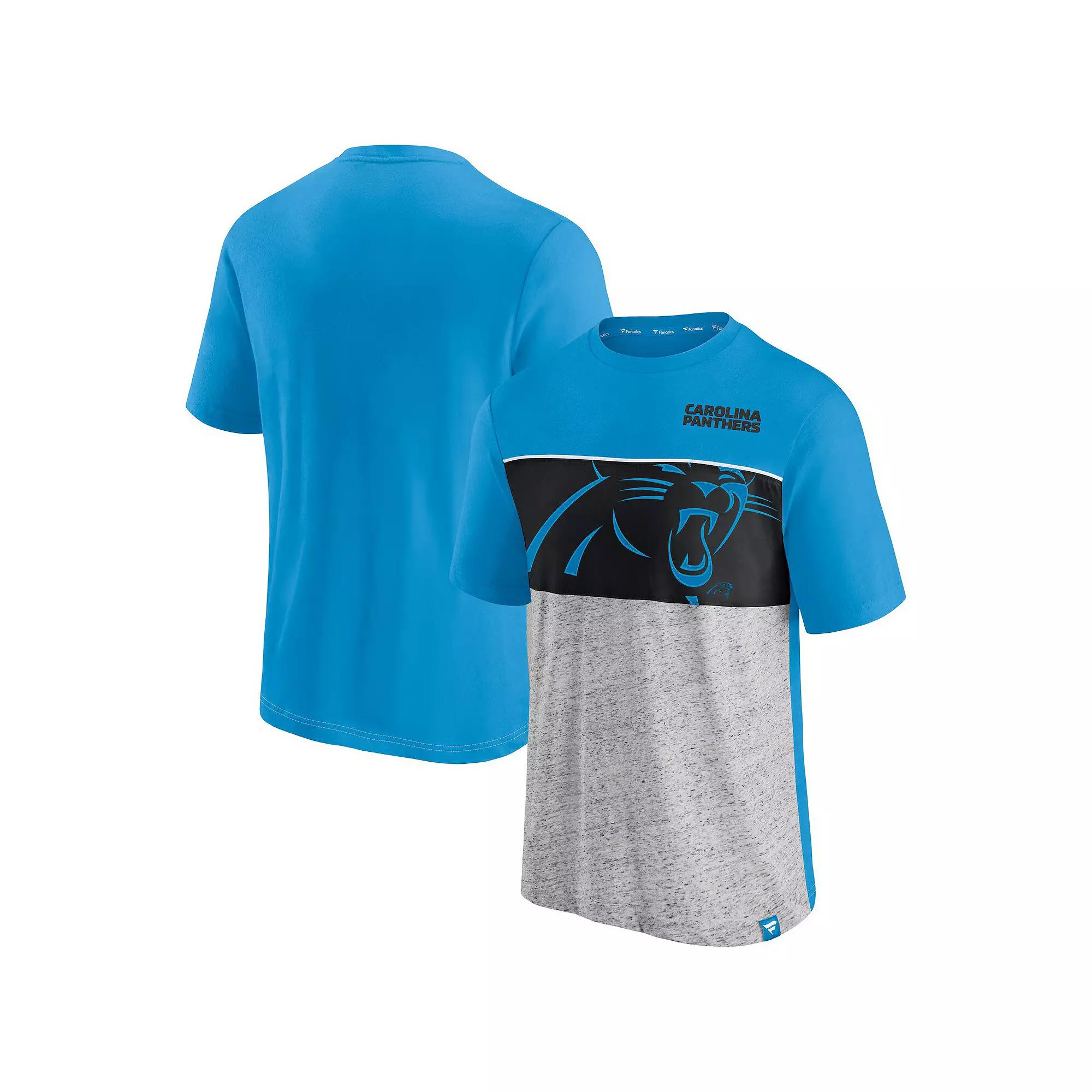 Men's Fanatics Blue Carolina Panthers Colorblock T-Shirt, Size: Large Product Image