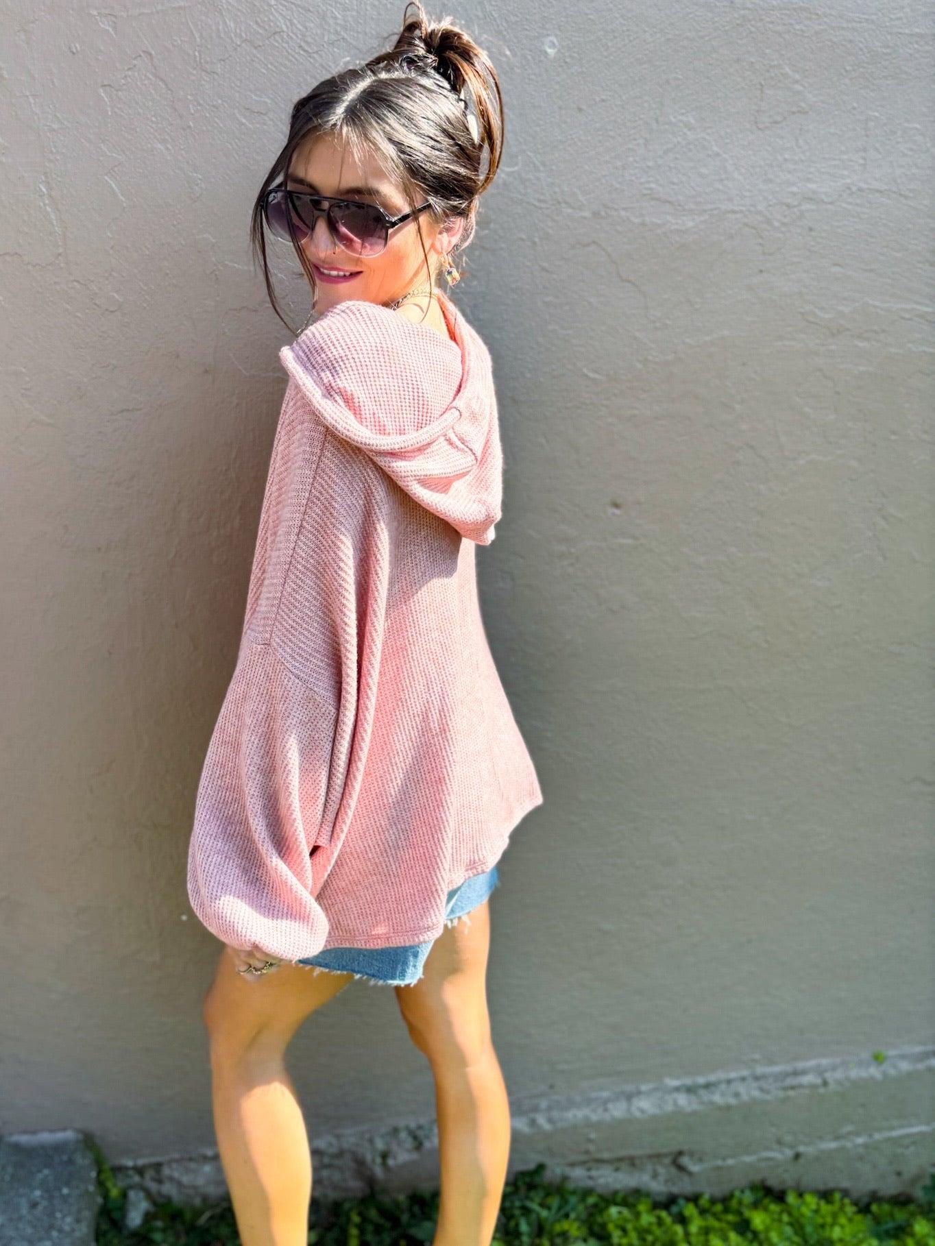 Oversized Waffle Knit Tunic Sweater Product Image