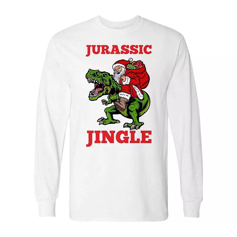 Men's Christmas Jurassic Jingle Trex Long Sleeve Graphic Tee, Adult Unisex,  Product Image