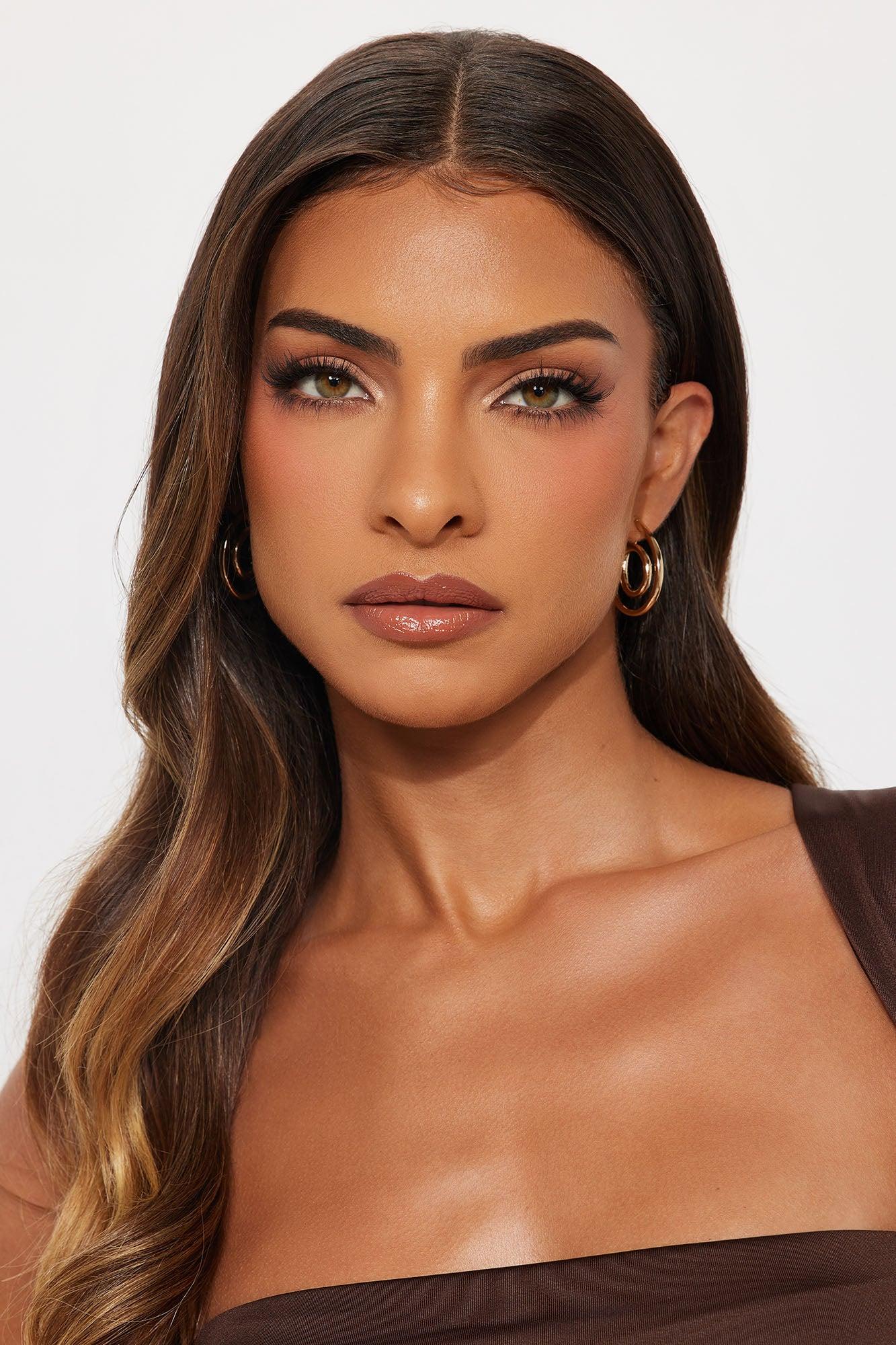 Rowland Rhinestone Trim Hoop Earrings - Gold Female Product Image