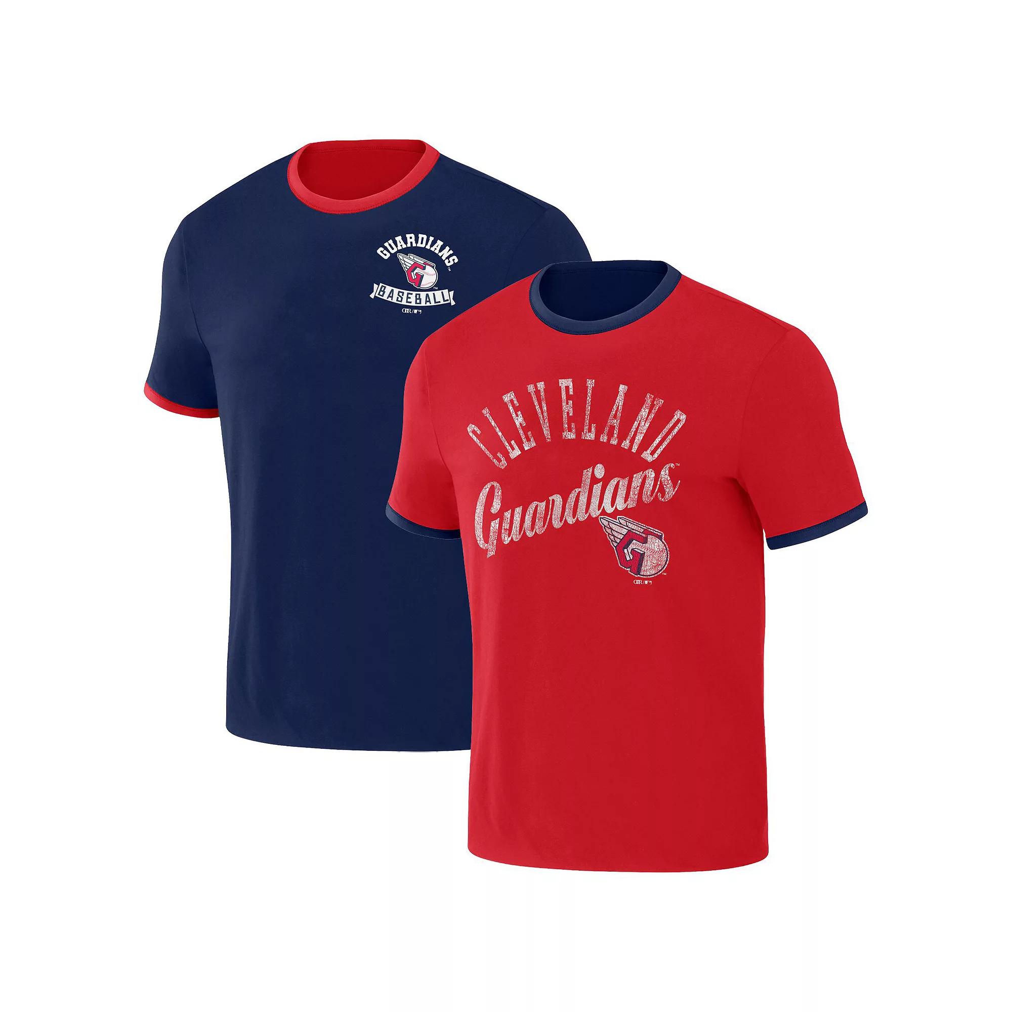 Men's Darius Rucker Collection by Fanatics Navy/Red Cleveland Guardians Two-Way Ringer Reversible T-Shirt, Size: Small, Grd Blue Product Image