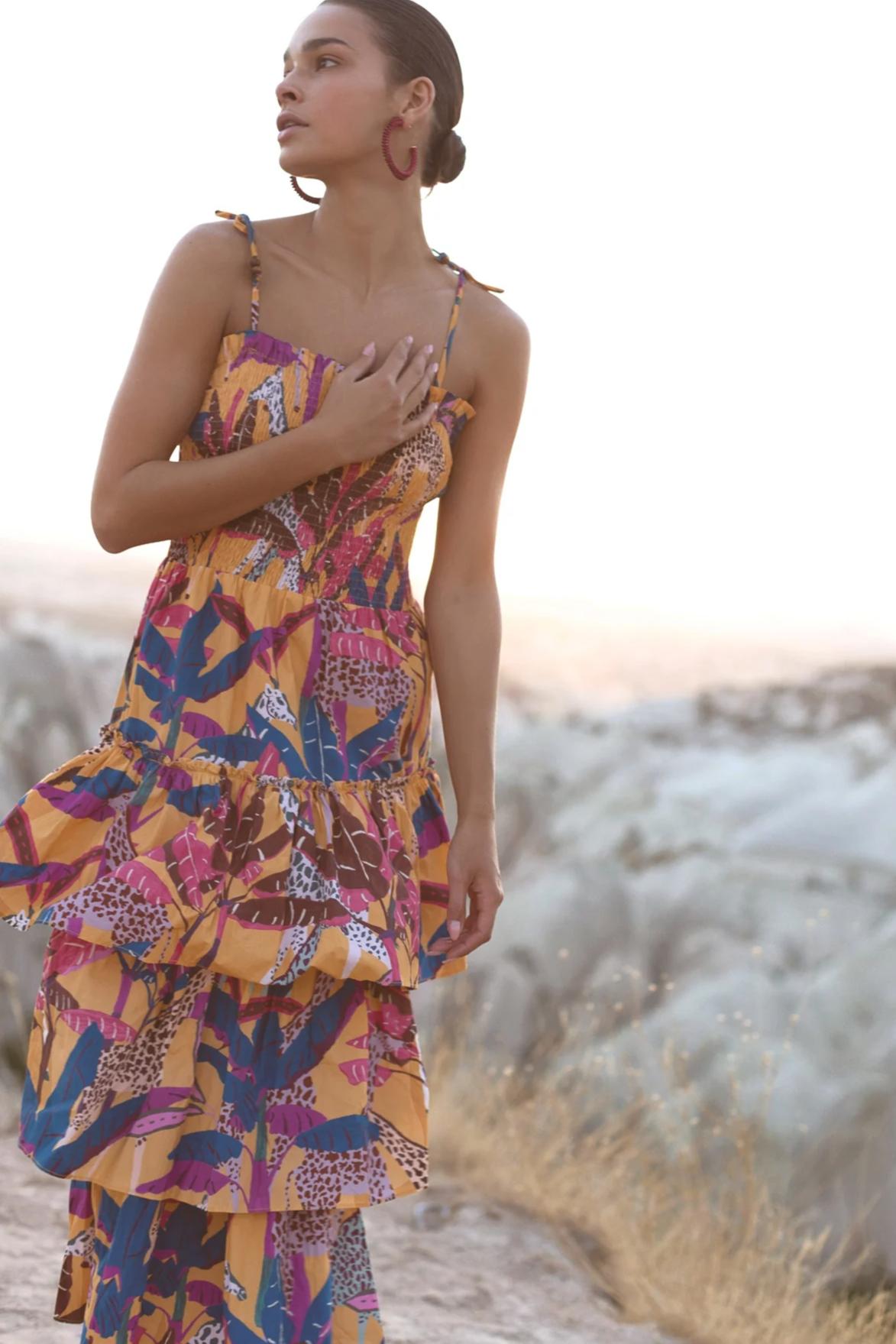 Tie Strap Smocked Midi Product Image