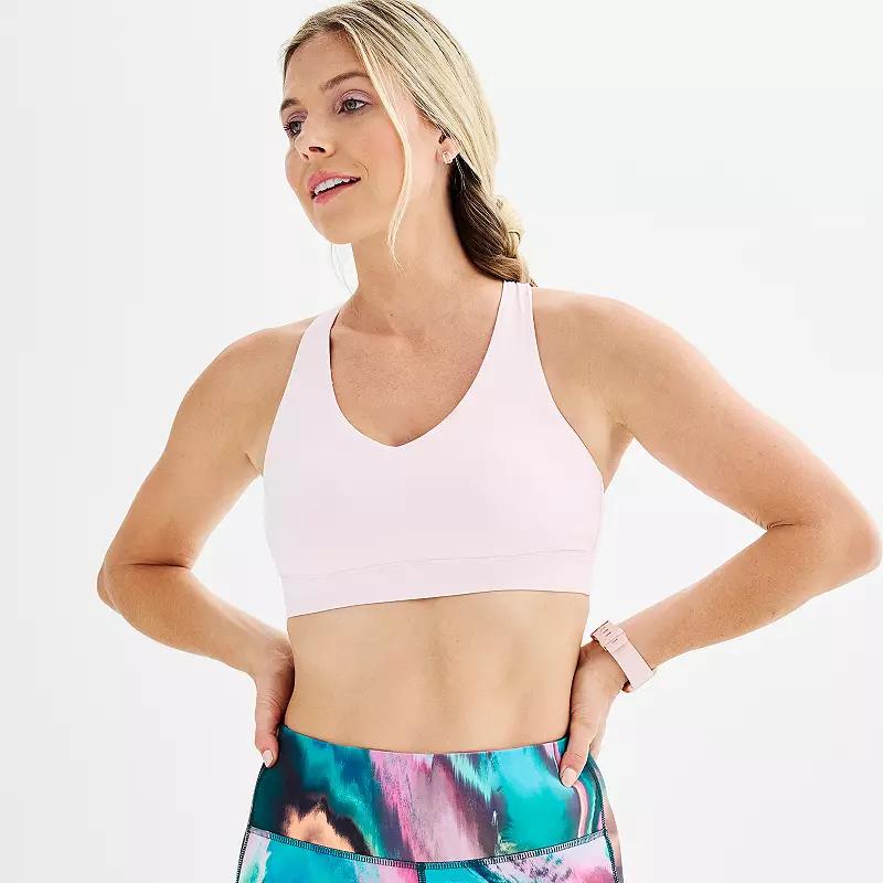 Tek Gear® Ultrastretch Medium-Impact V-Neck Sports Bra, Women's, Pink Layer Product Image