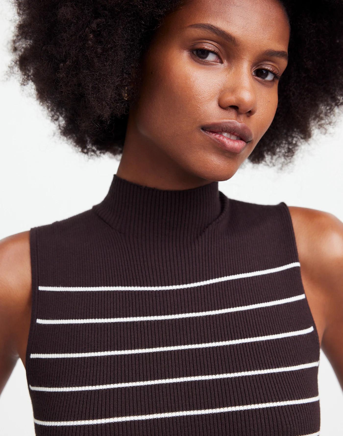 The Signature Knit Mockneck Sweater Dress in Stripe Product Image