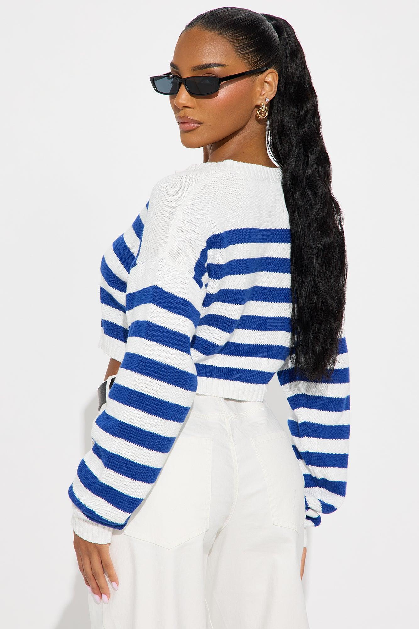 She's Classy Striped Cardigan - Blue/combo Female Product Image