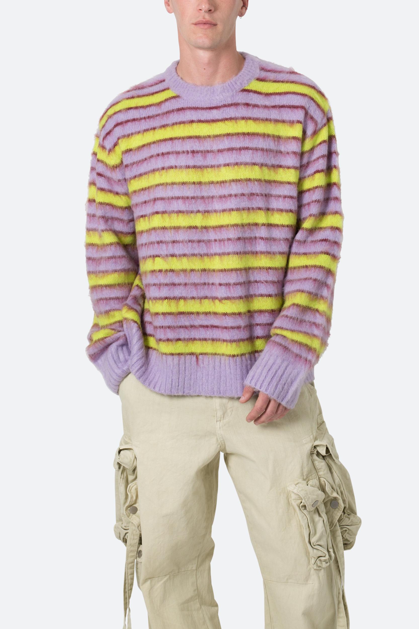 Striped Mohair Sweater - Green/Purple Product Image