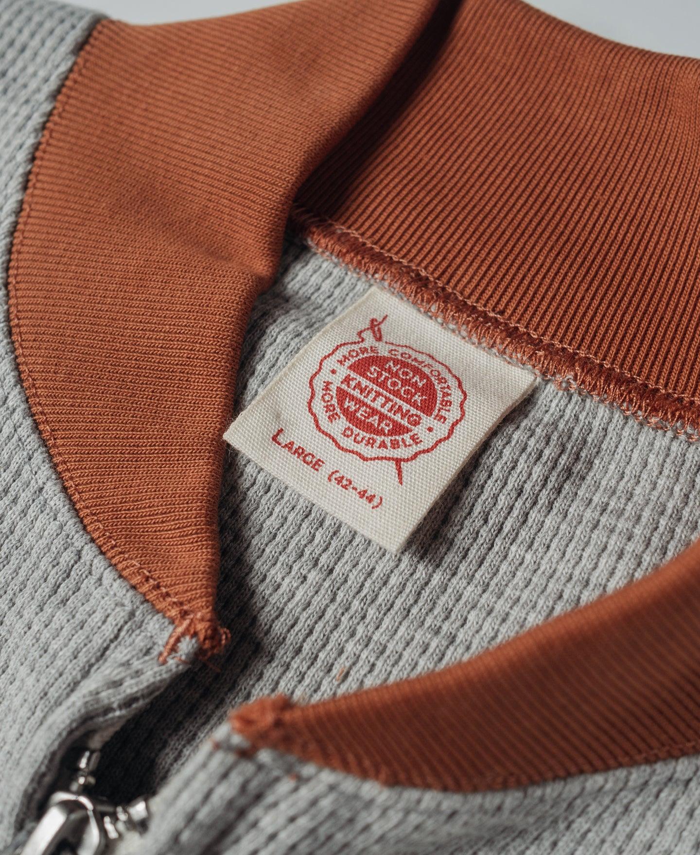 Waffle Cotton Full-Zip Track Jacket - Gray Product Image