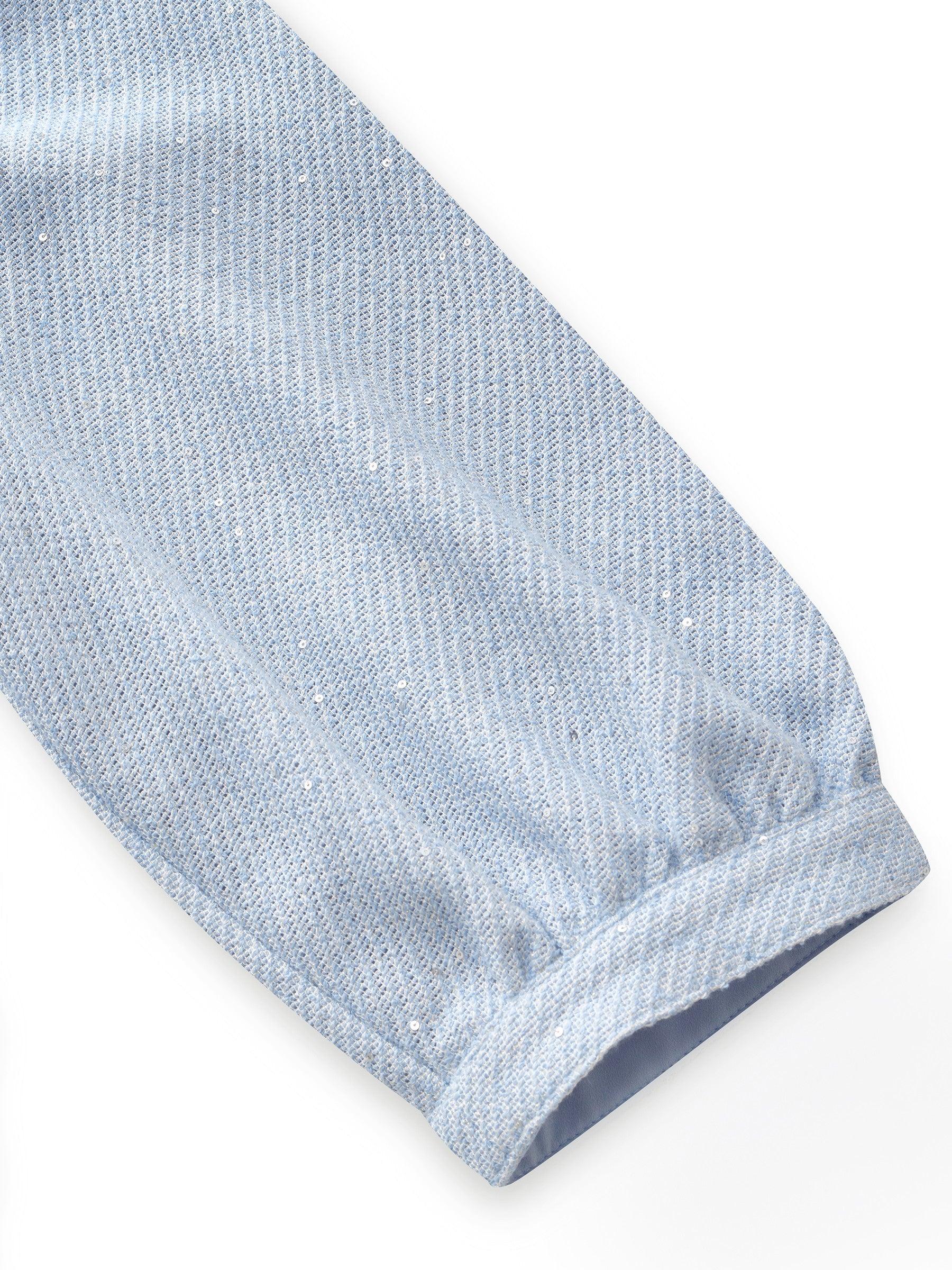 Acetate Blend Tweed Sequins Women Midi Dress With Belt Product Image