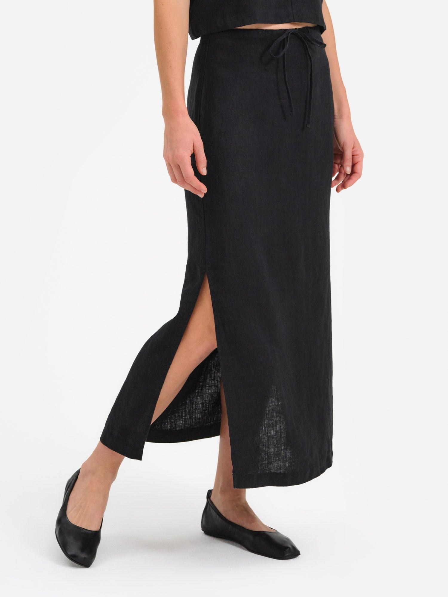 Organic Linen Midi Skirt Female Product Image