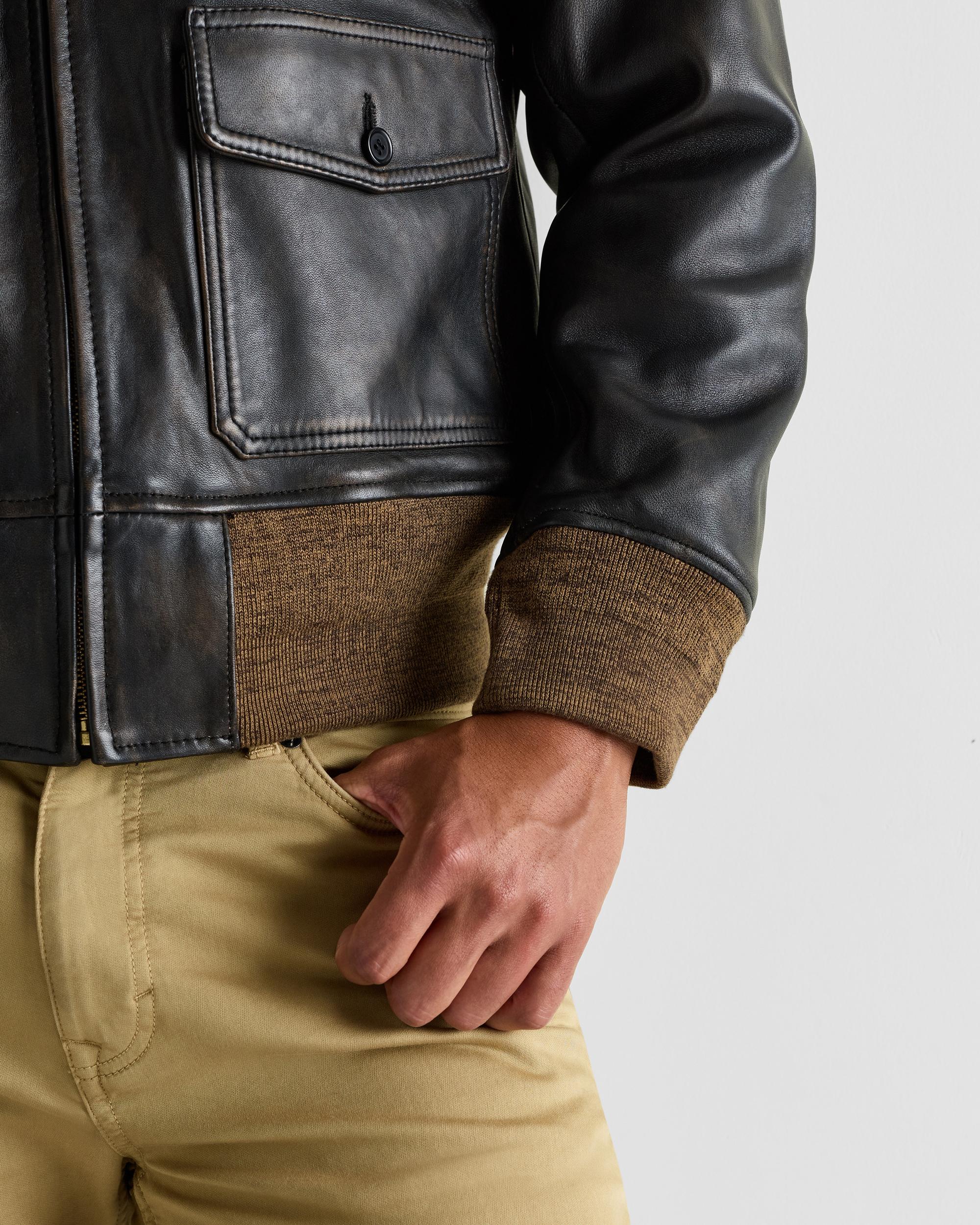 Quince | Men's Shearling Collar Leather Flight Jacket Product Image