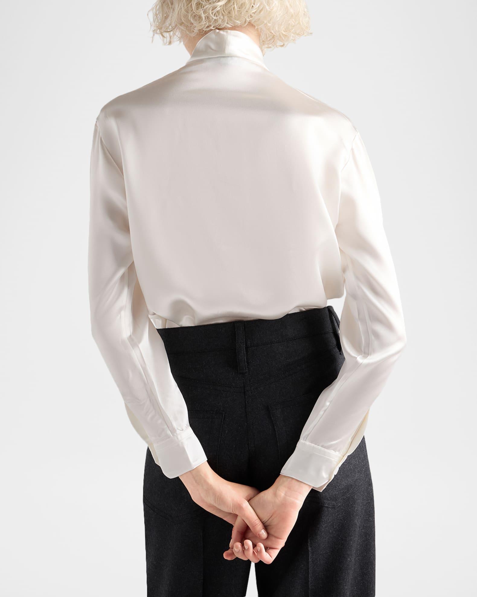 Satin Scarf Collar Shirt Product Image