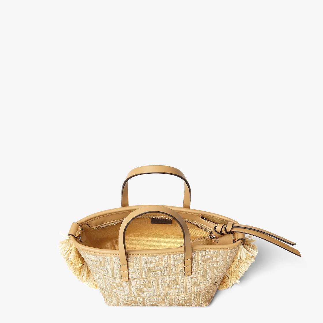 Mini RollJacquard fabric mini-bag with raffia FF Product Image