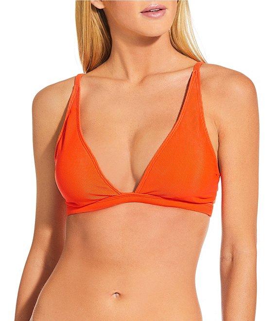 Gianni Bini Solid Ribbed High Waist Cheeky Swim Bottom Product Image