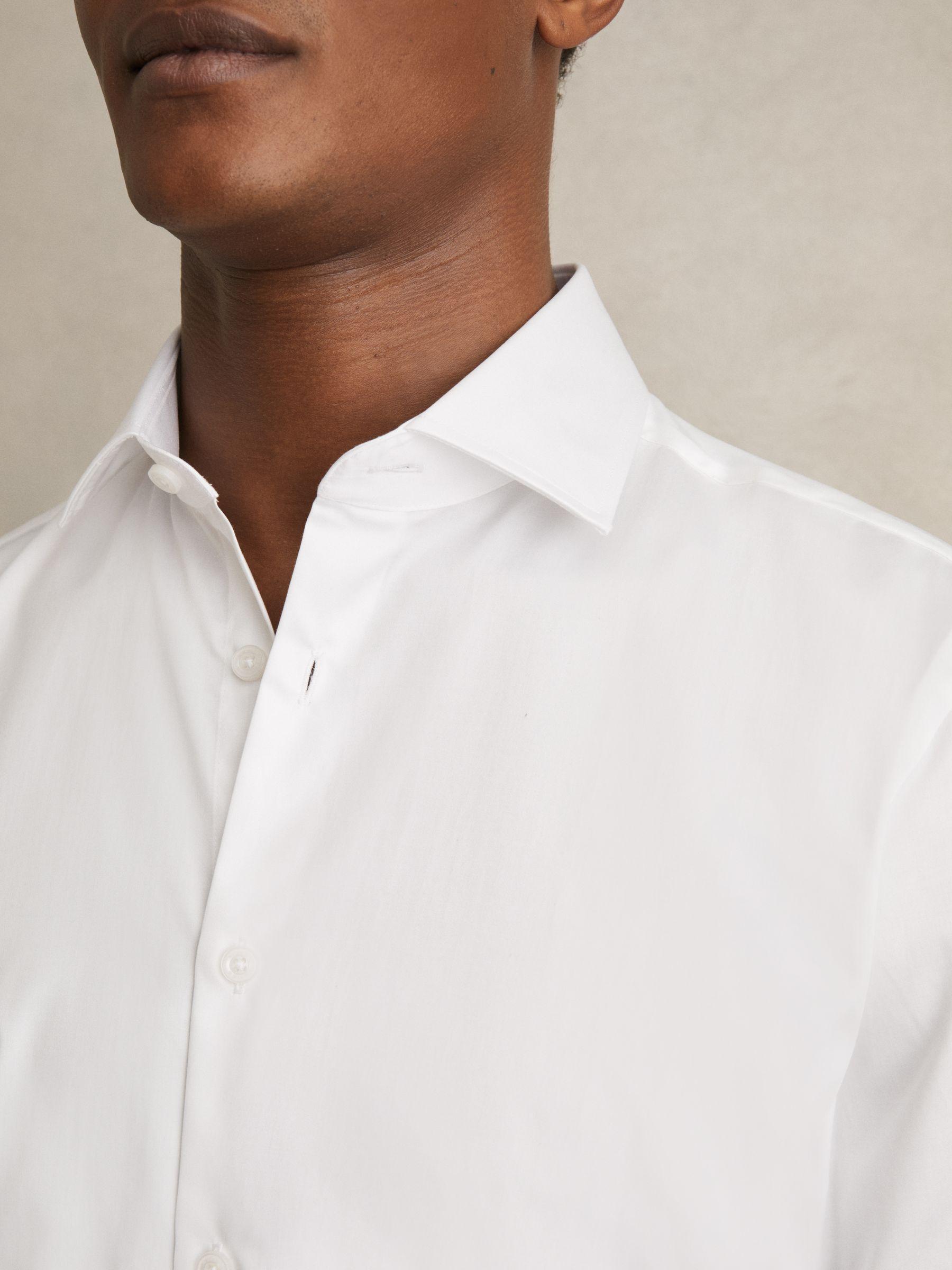 Regular Fit Cotton Sateen Striped Shirt in White Product Image