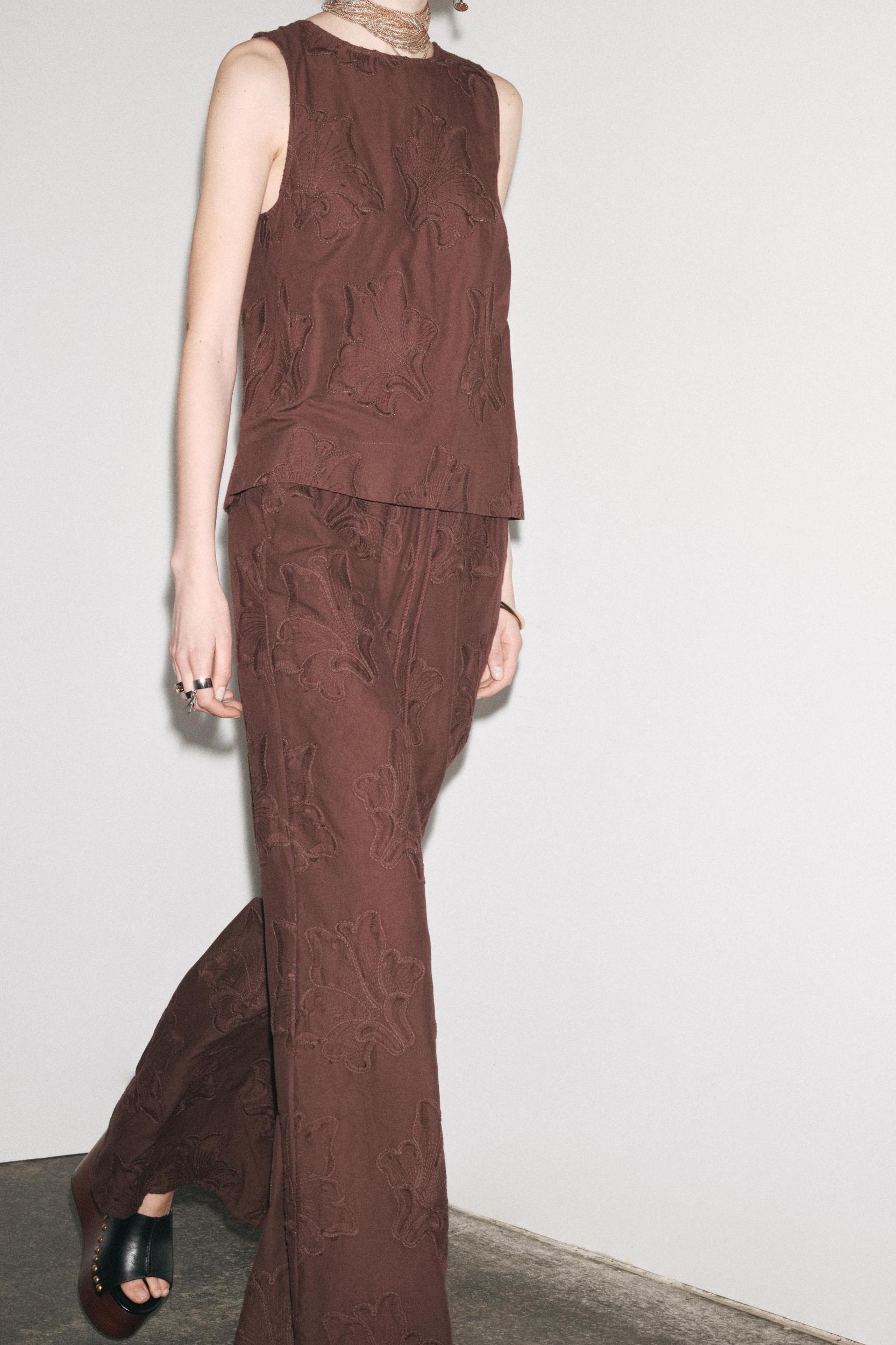 EMBROIDERED PAJAMA PANTS ZW COLLECTION Product Image