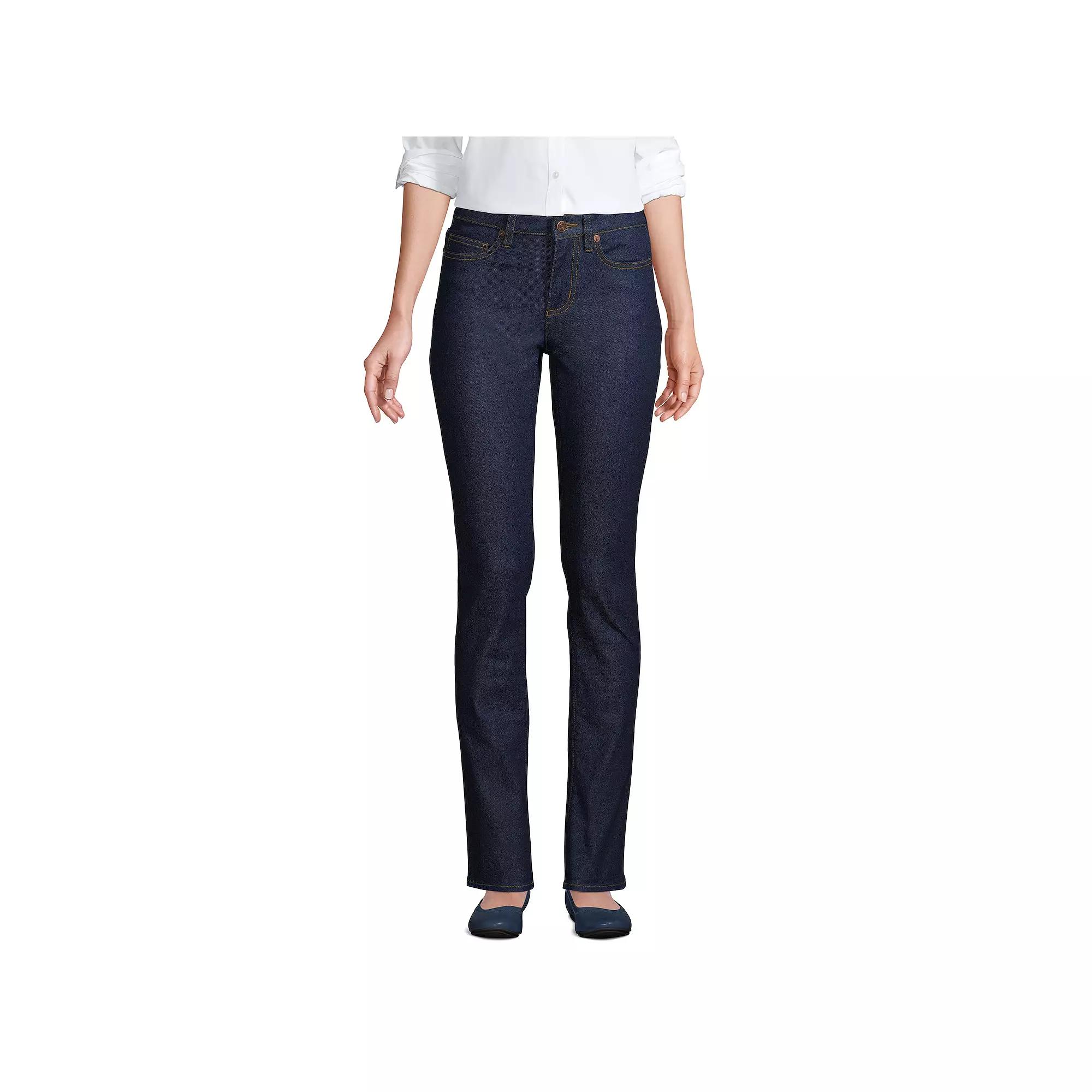 Petite Lands' End Mid-Rise Straight Leg Jeans, Women's,  Product Image