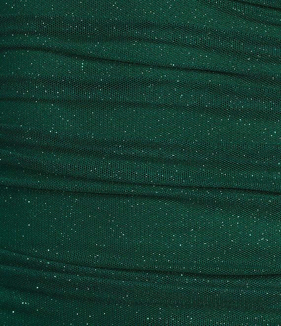 Pear Culture Spaghetti Strap Square Neck Glitter Mesh Dress Product Image