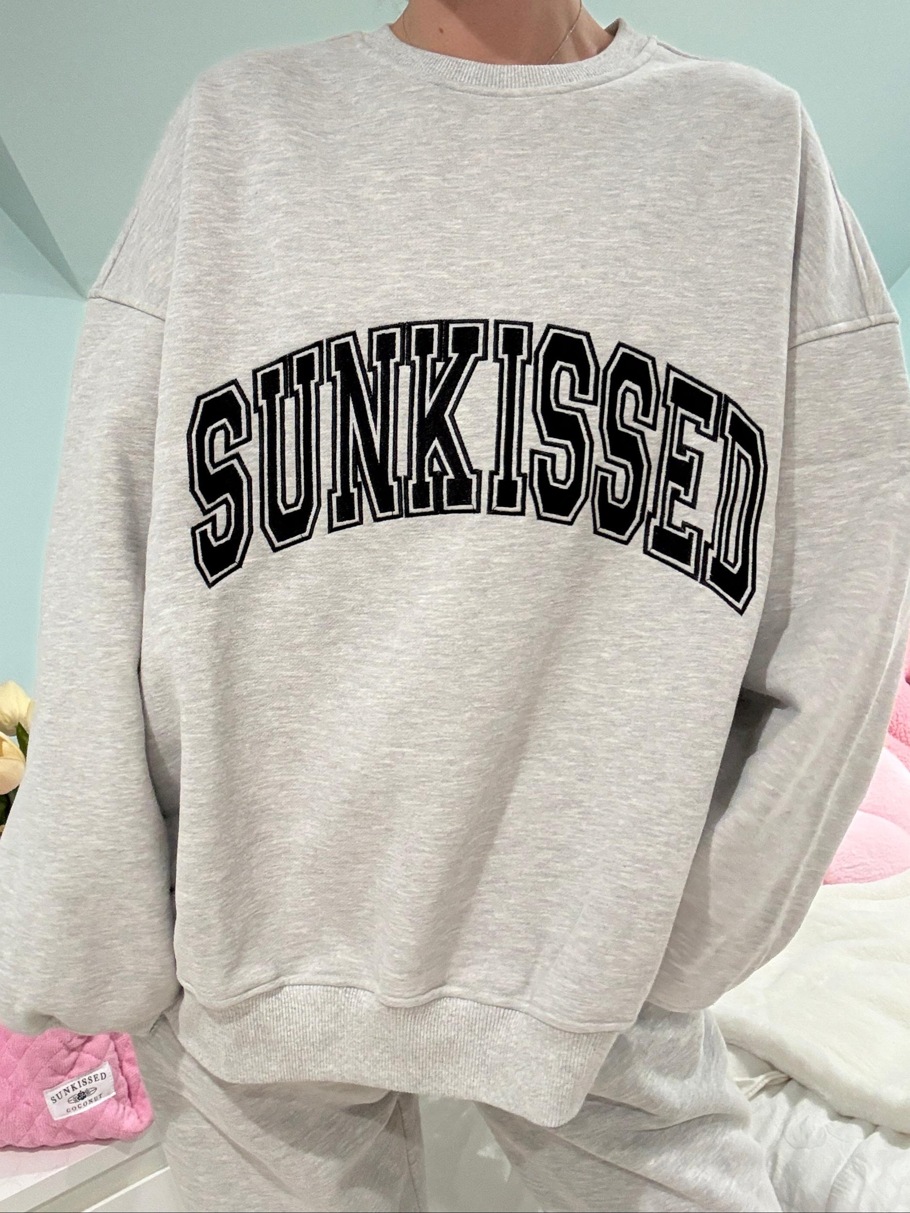 Afternoon Grey Sunkissed Varsity Embroider Sweatshirt Product Image