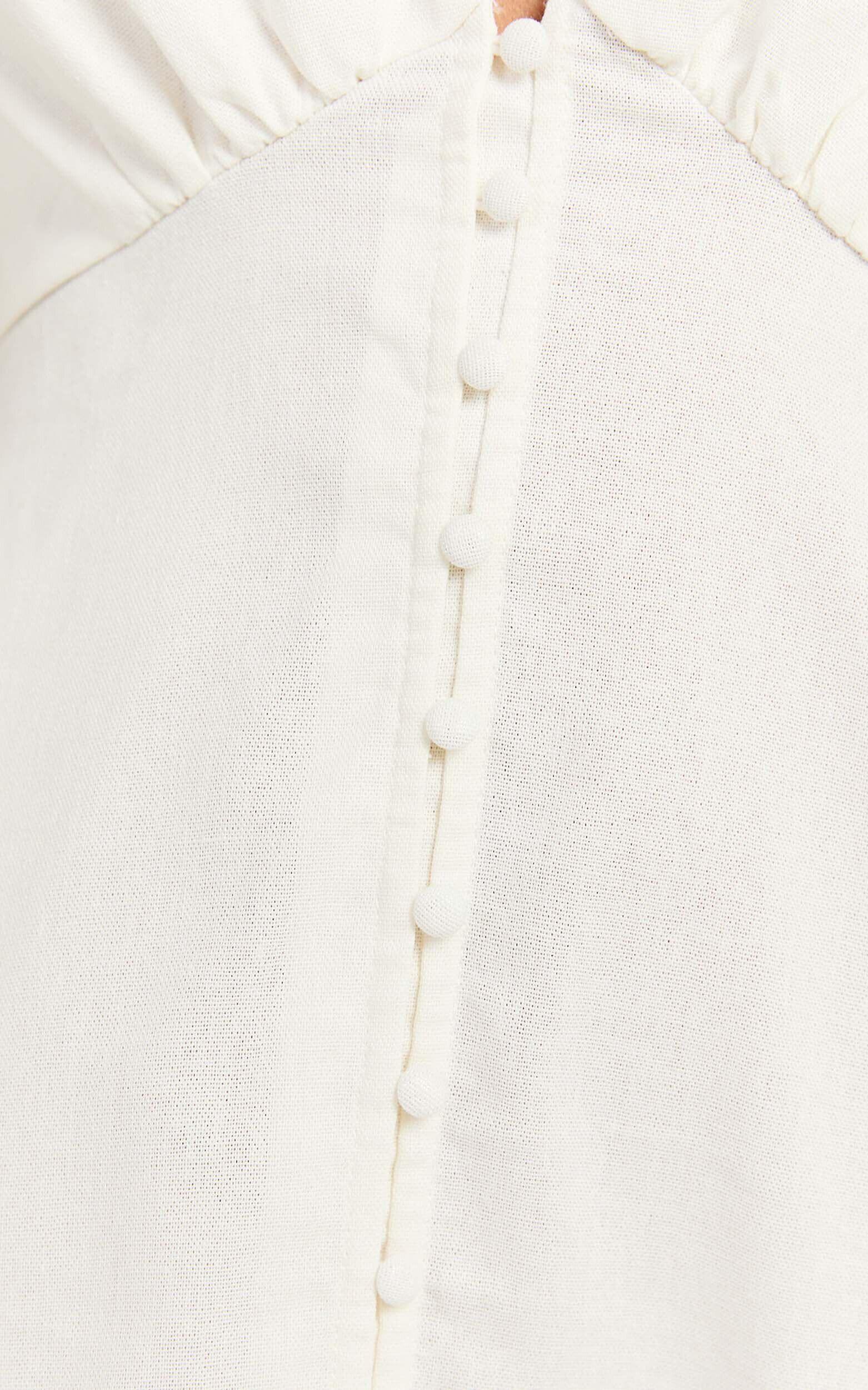 Tallulah Mini Dress - Linen V Neck A Line Dress in White Product Image