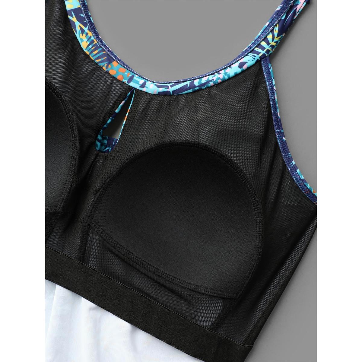 Plus Size Neck Cut-Out Tropical One-Piece Swimsuit Women's Swimwear Indigo Beach Gathered Curve Bathing Suits High stretch One Pieces BloomChic 22-24/3X Product Image