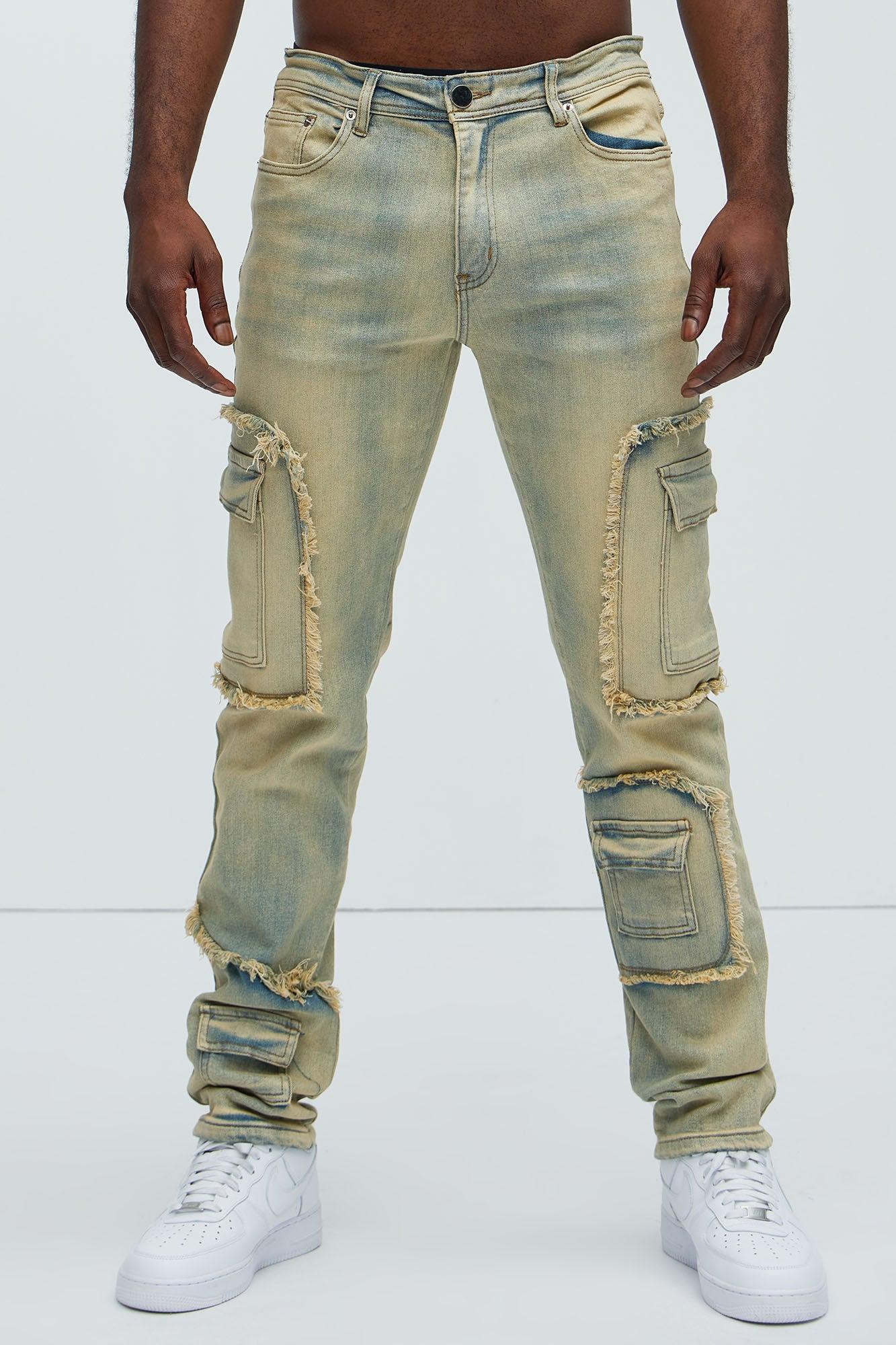 Be That Frayed Cargo Straight Jeans - Light Wash Product Image