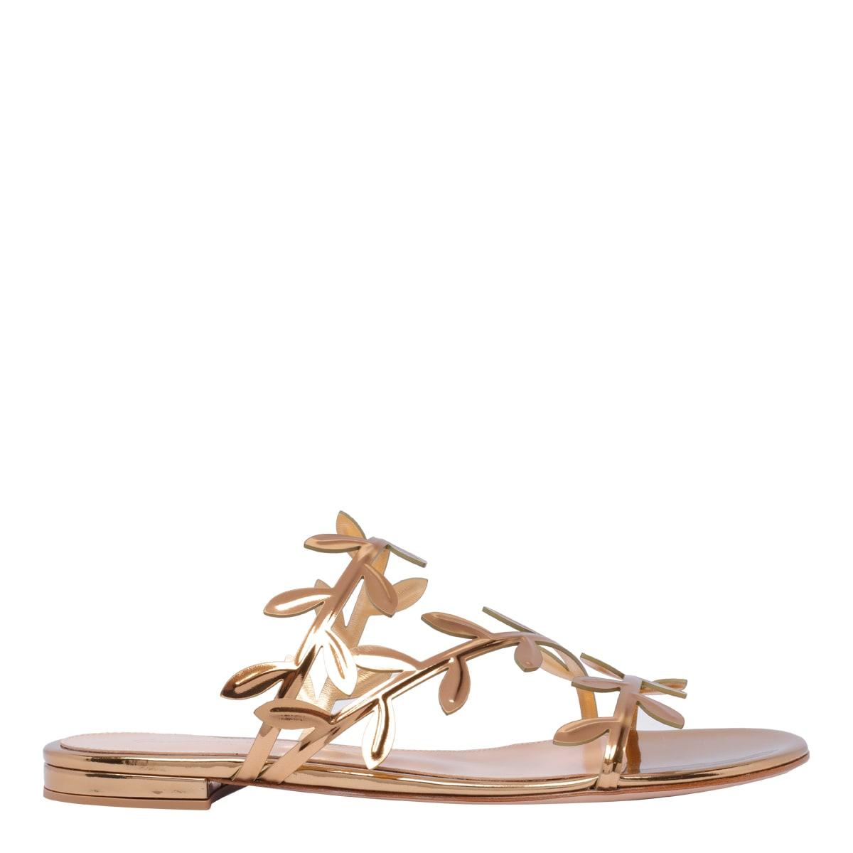 GIANVITO ROSSI Flavia Metallic Leather Sandals In Mekong Product Image