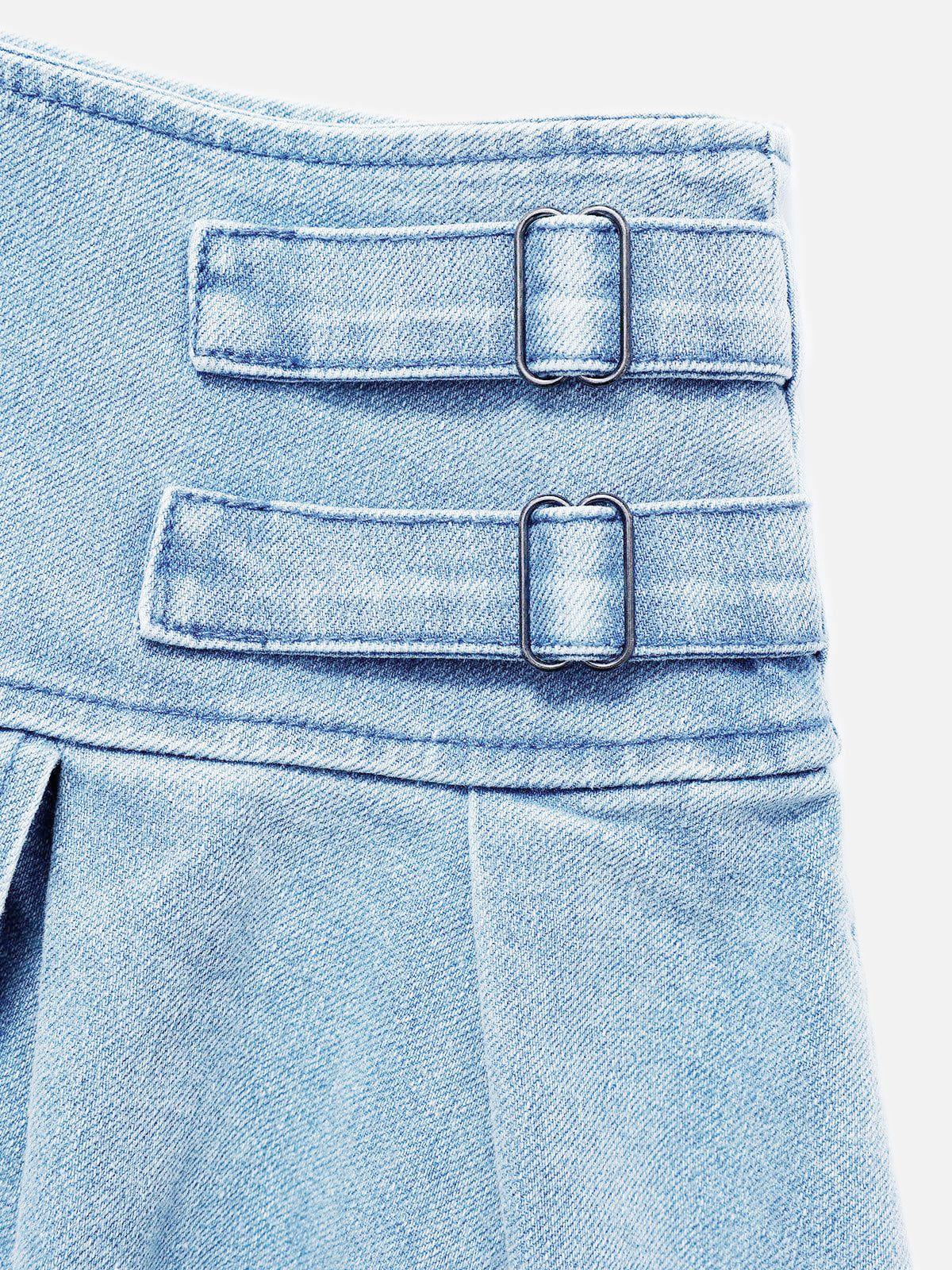 Aelfric Eden Slit Wrinkle Denim Skirt Set Female Product Image