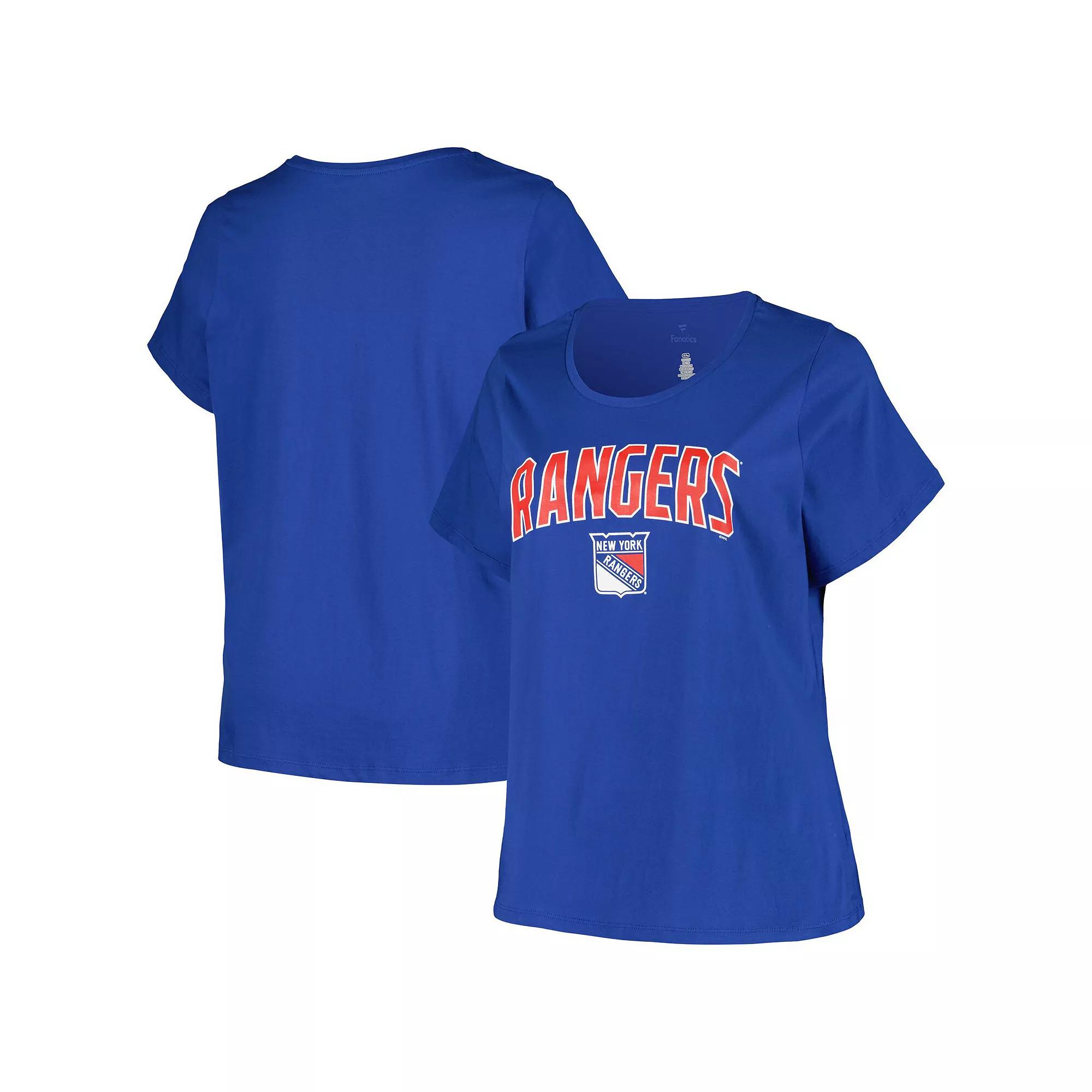 Women's Profile Blue New York Rangers Plus Size Arch Over Logo T-Shirt, Size: 3XL, Ran Blue Product Image