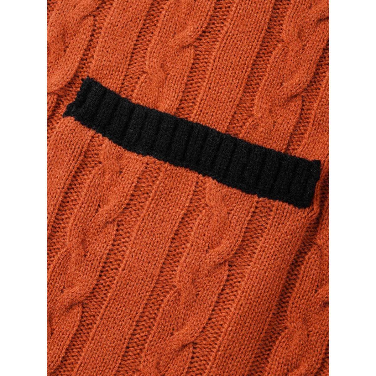 Plus Size Jack-o-Lantern Motif Cable Knit Cardigan Black Women Casual Loose Long Sleeve Everyday Cardigans BloomChic 10/M Product Image