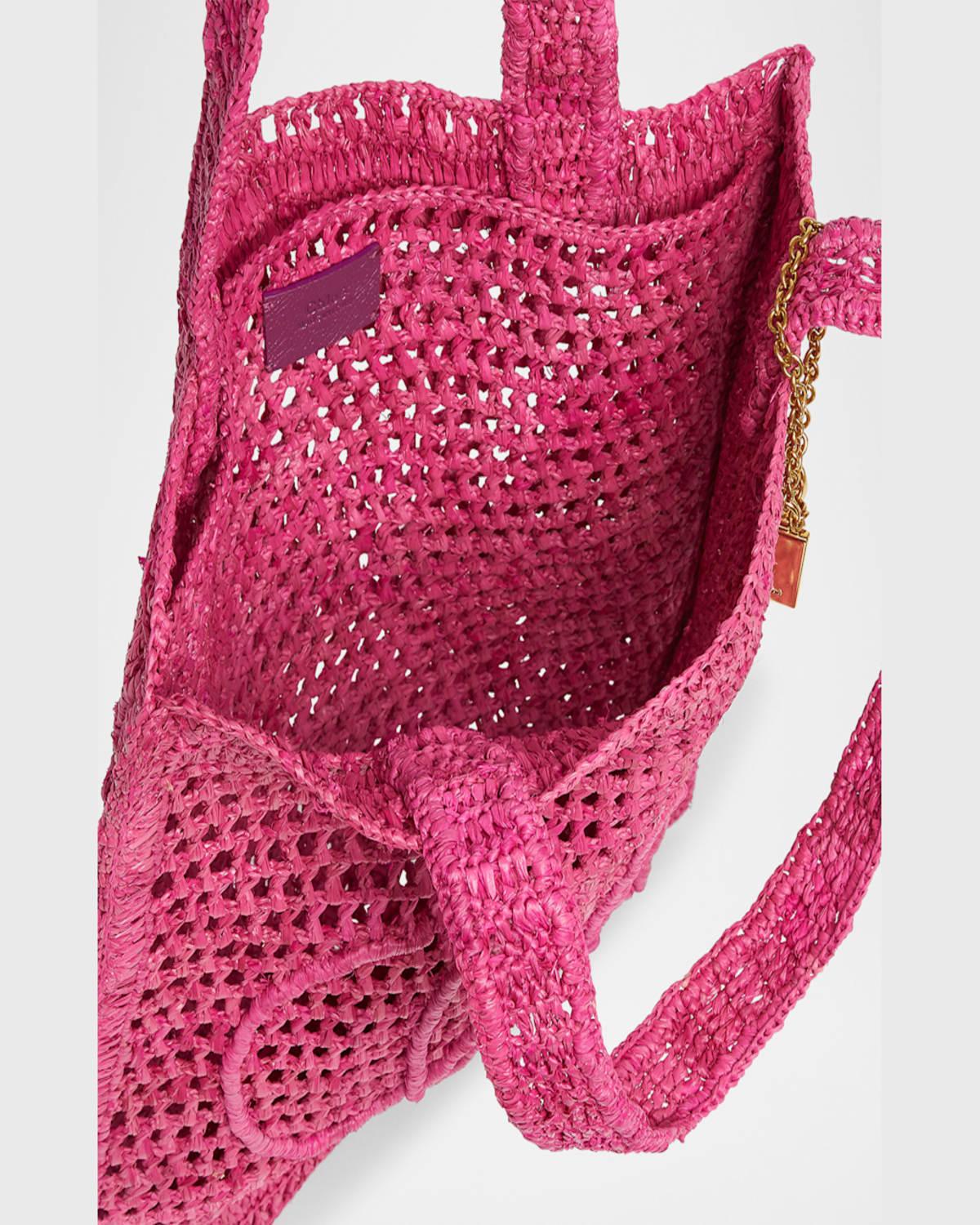 CHLOÉ Chloe Women Fuchsia Raffia Estate Banana Shopping Bag In Fuchsiarose Product Image
