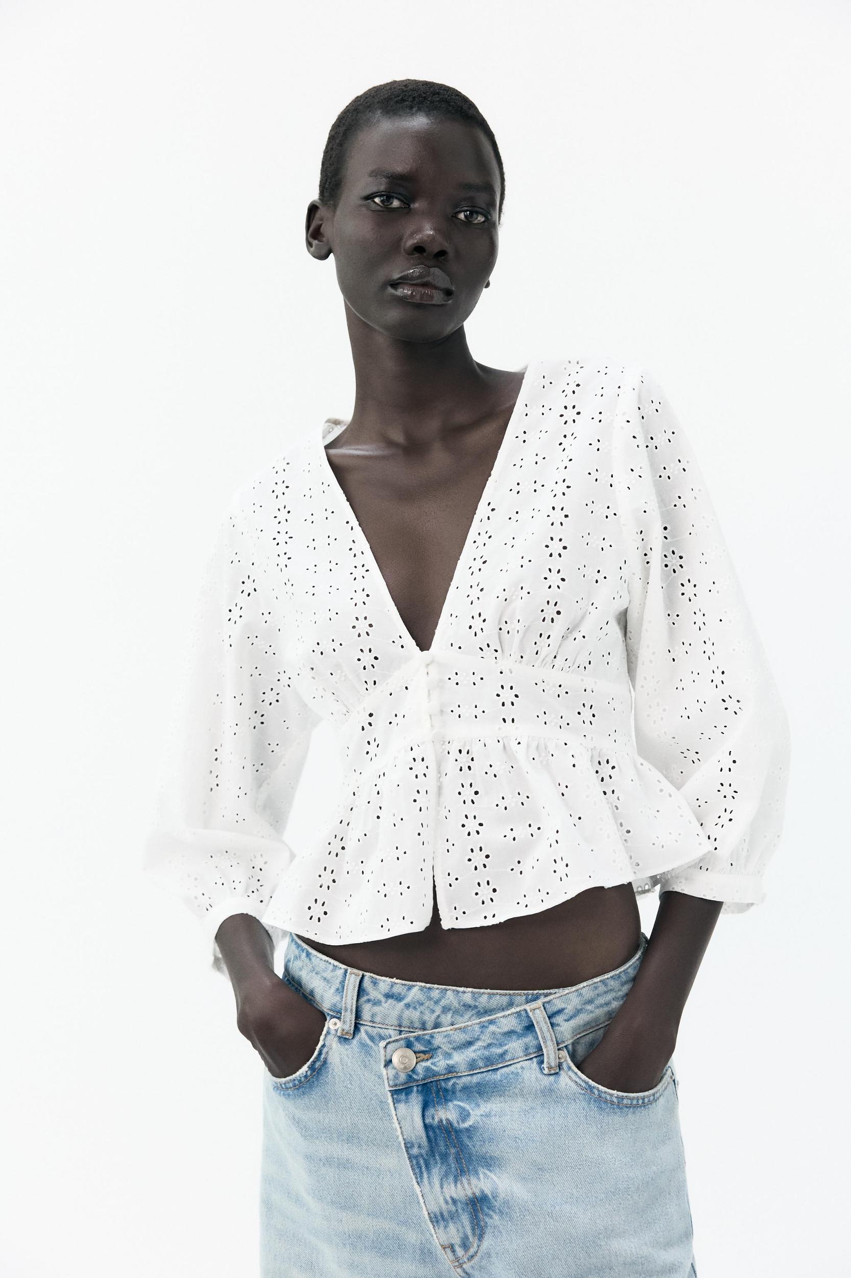 EYELET EMBROIDERY SHIRT Product Image