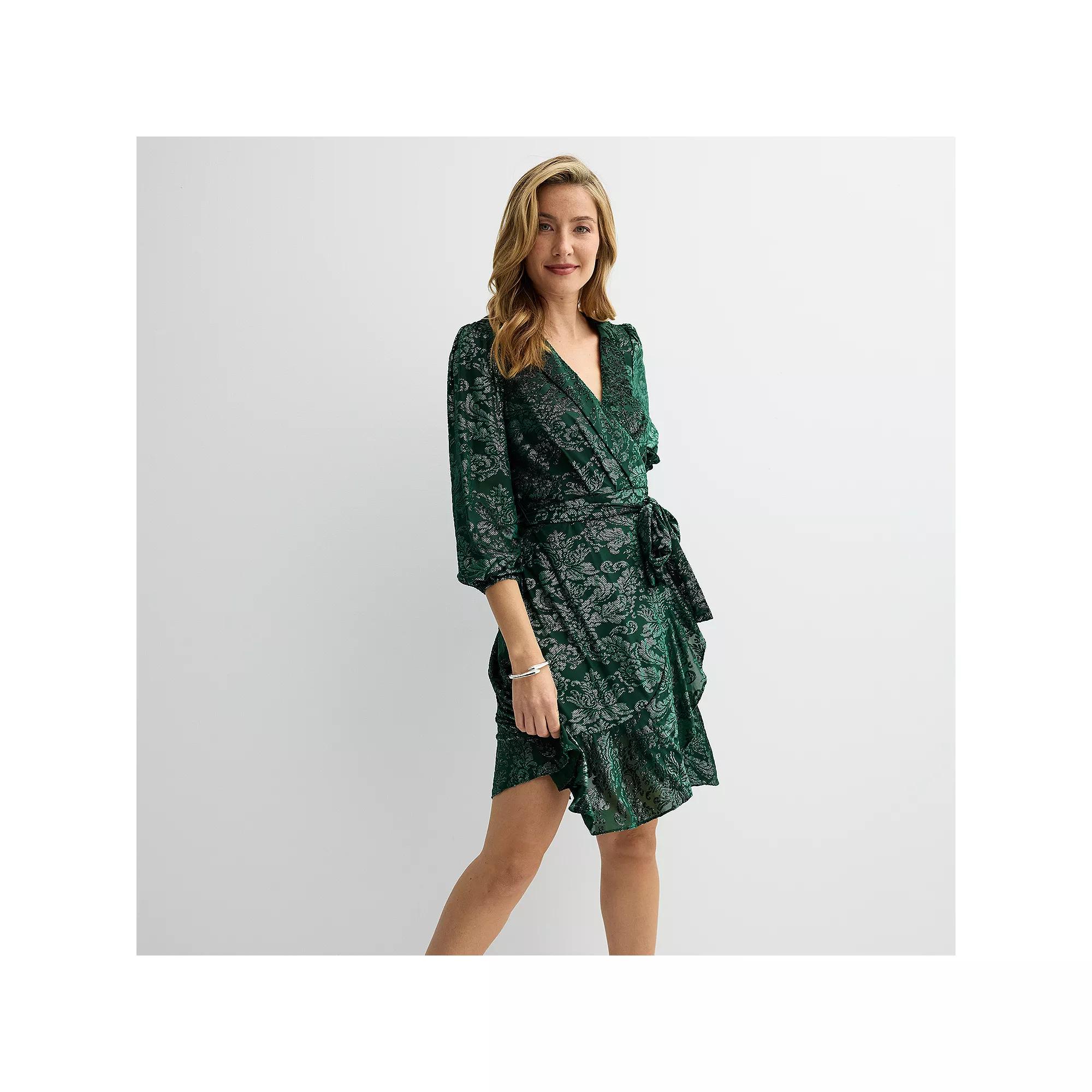 Women's Nanette Lepore Velvet Burnout Wrap Dress with Self Tie Belt,  Product Image