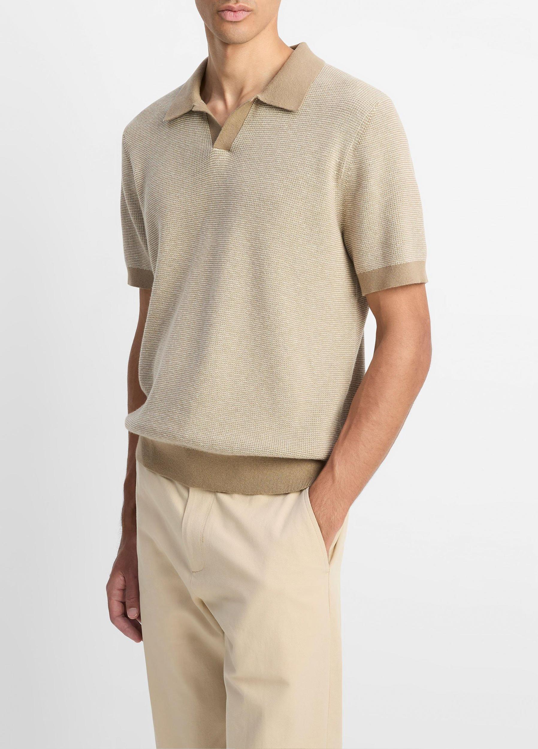 Colorblocked Feed-Stripe Cotton-Cashmere Johnny-Collar Sweater Product Image