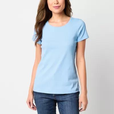 St. John's Bay Womens Crew Neck Short Sleeve Tall T-Shirt Product Image