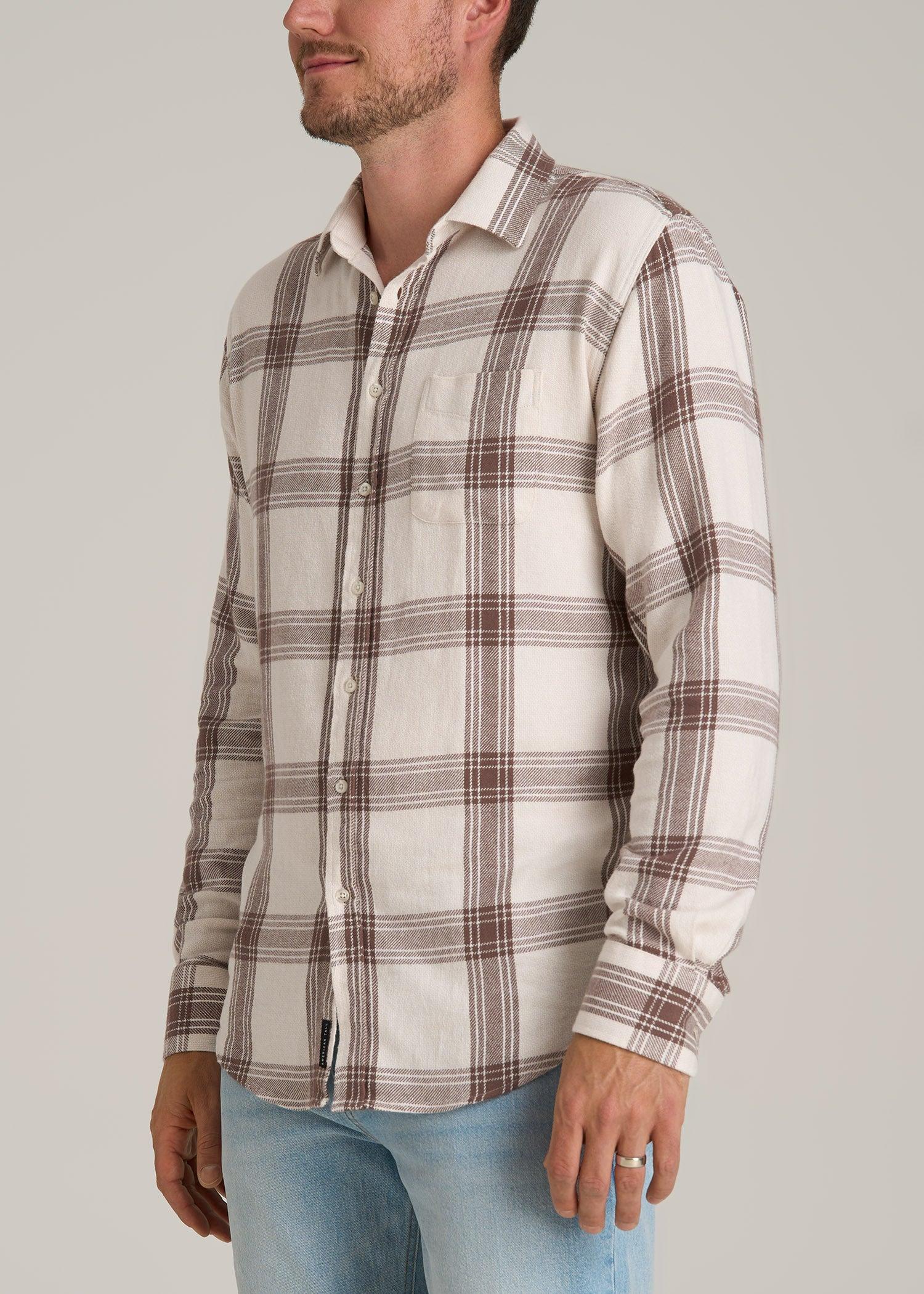 Nelson Flannel Shirt for Tall Men in Beige Plaid Male Product Image