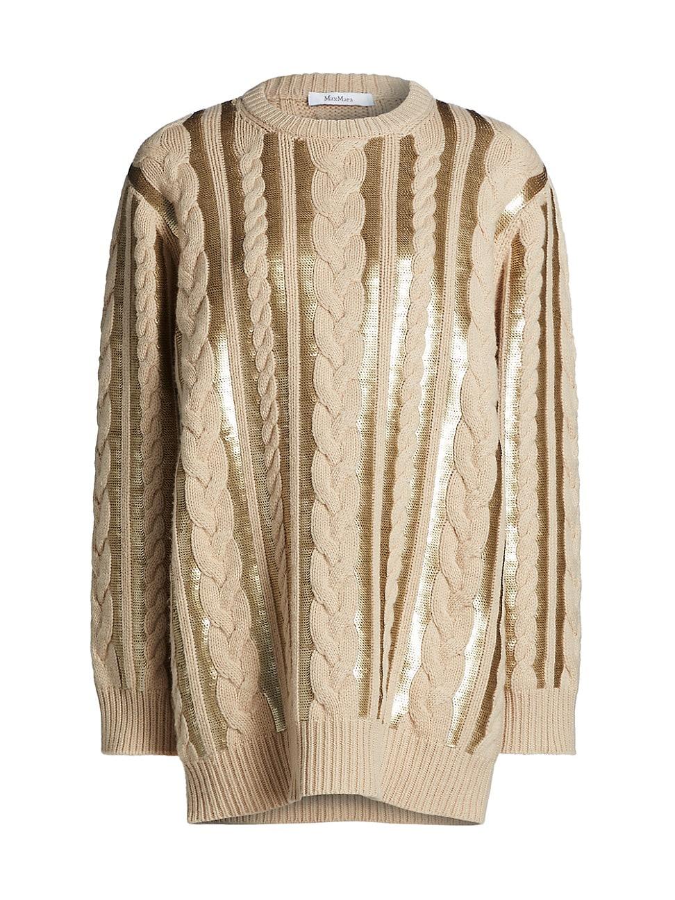 Womens Mambo Sequined Cable-Knit Wool-Cashmere Sweaterdress Product Image