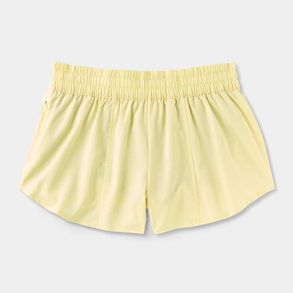 Women's Woven Mid-Rise Run Shorts 3" - All In Motion™ Light Yellow XL Product Image